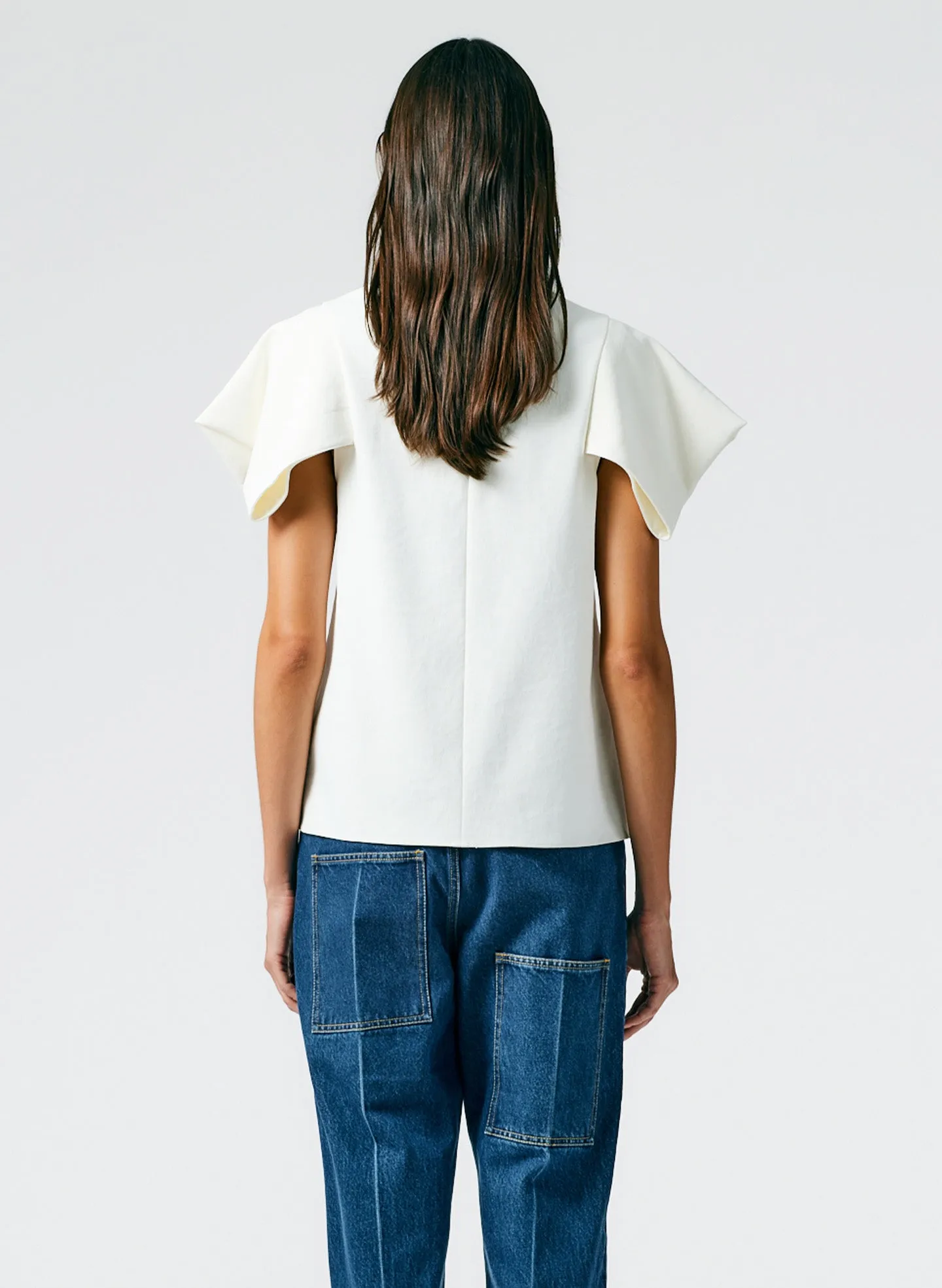 Chalky Drape V-Neck Top With Folded Sleeve sold by Tibi product image thumbnail 4