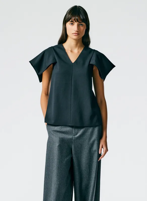 Chalky Drape V-Neck Top With Folded Sleeve sold by Tibi