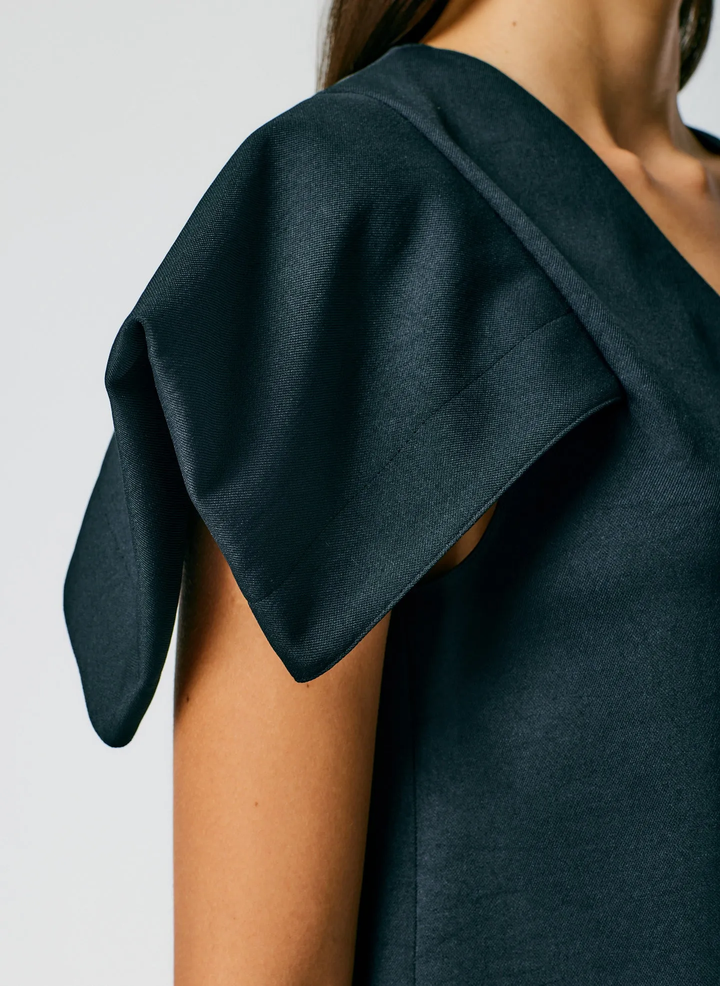 Chalky Drape V-Neck Top With Folded Sleeve sold by Tibi product image thumbnail 5