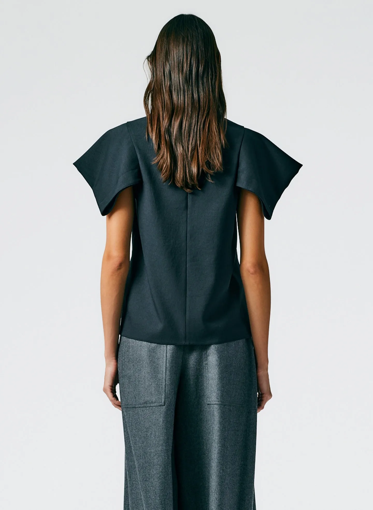 Chalky Drape V-Neck Top With Folded Sleeve sold by Tibi product image thumbnail 4