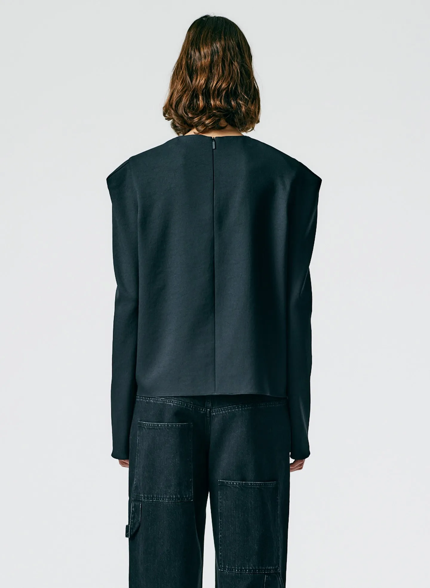 Chalky Drape Square Sleeve Long Sleeve Top sold by Tibi product image thumbnail 4