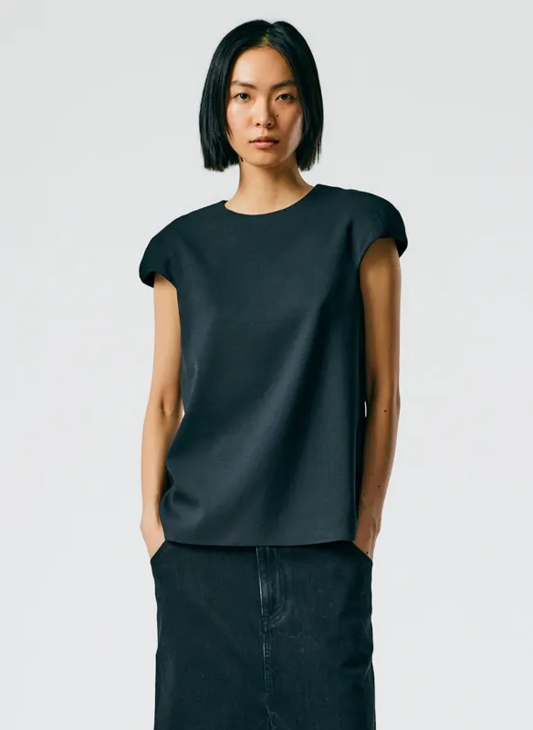 Chalky Drape Rounded Shoulderpad Top sold by Tibi