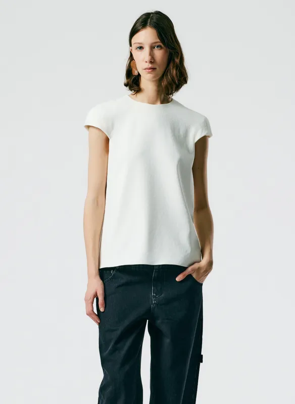 Chalky Drape Rounded Shoulderpad Top sold by Tibi