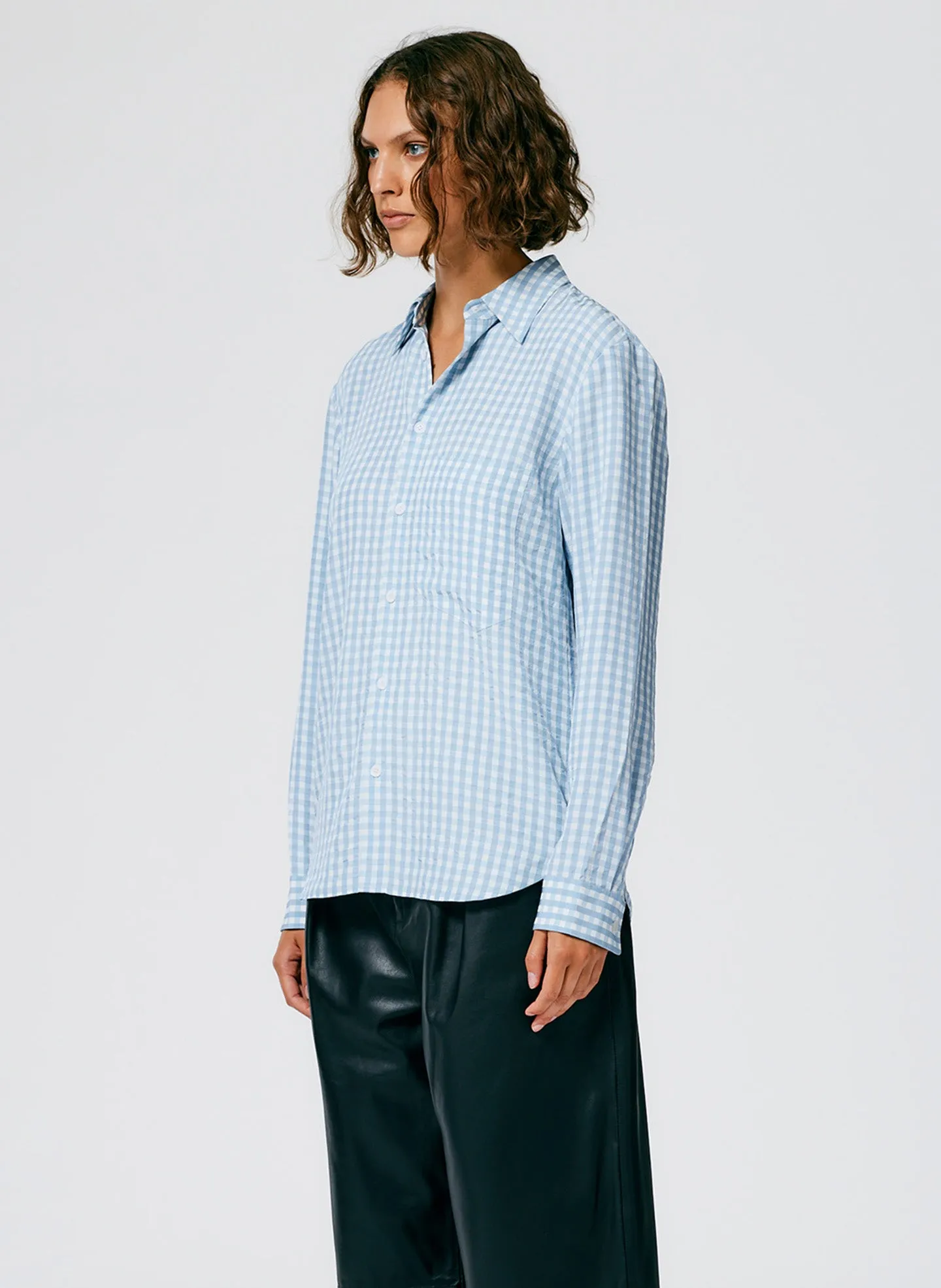 Viscose Gingham Classic Men's Shirt sold by Tibi product image thumbnail 2