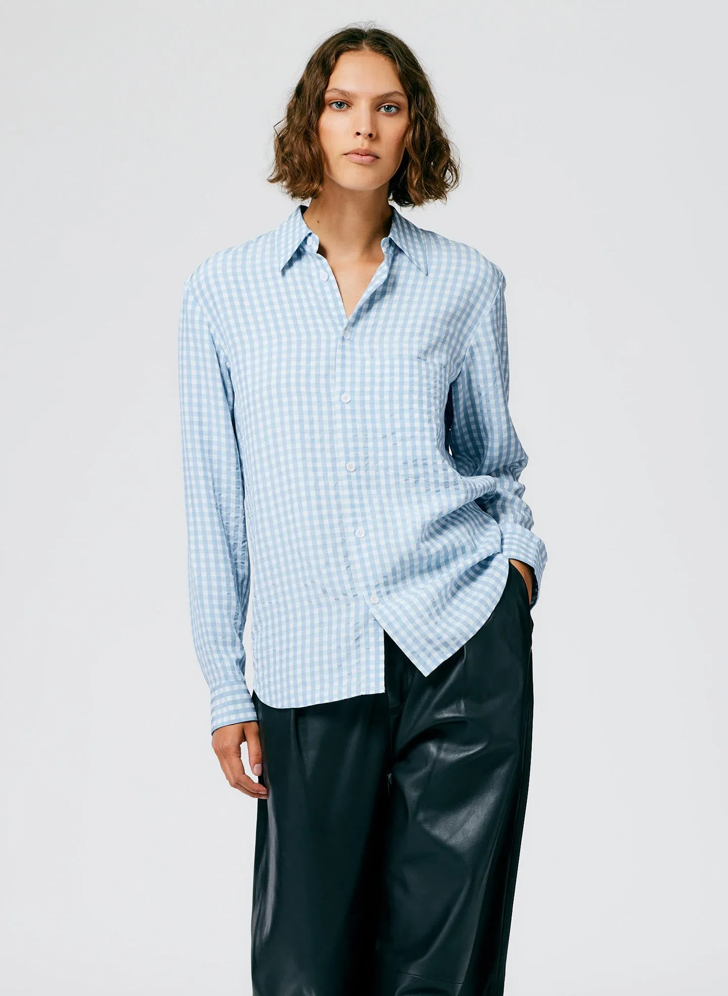 Viscose Gingham Classic Men's Shirt sold by Tibi product image thumbnail 4