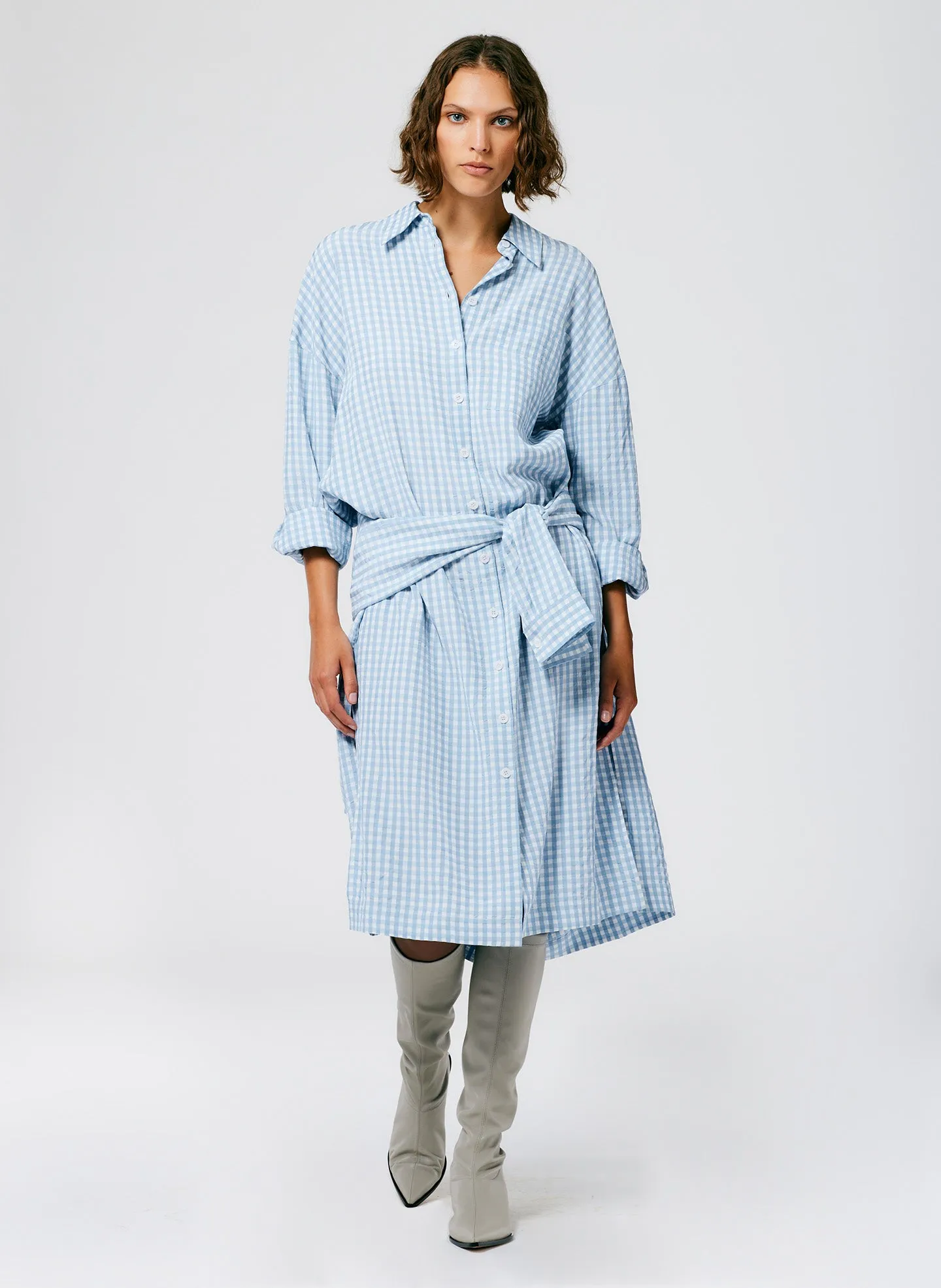 Viscose Gingham Shirtdress sold by Tibi product image thumbnail 5