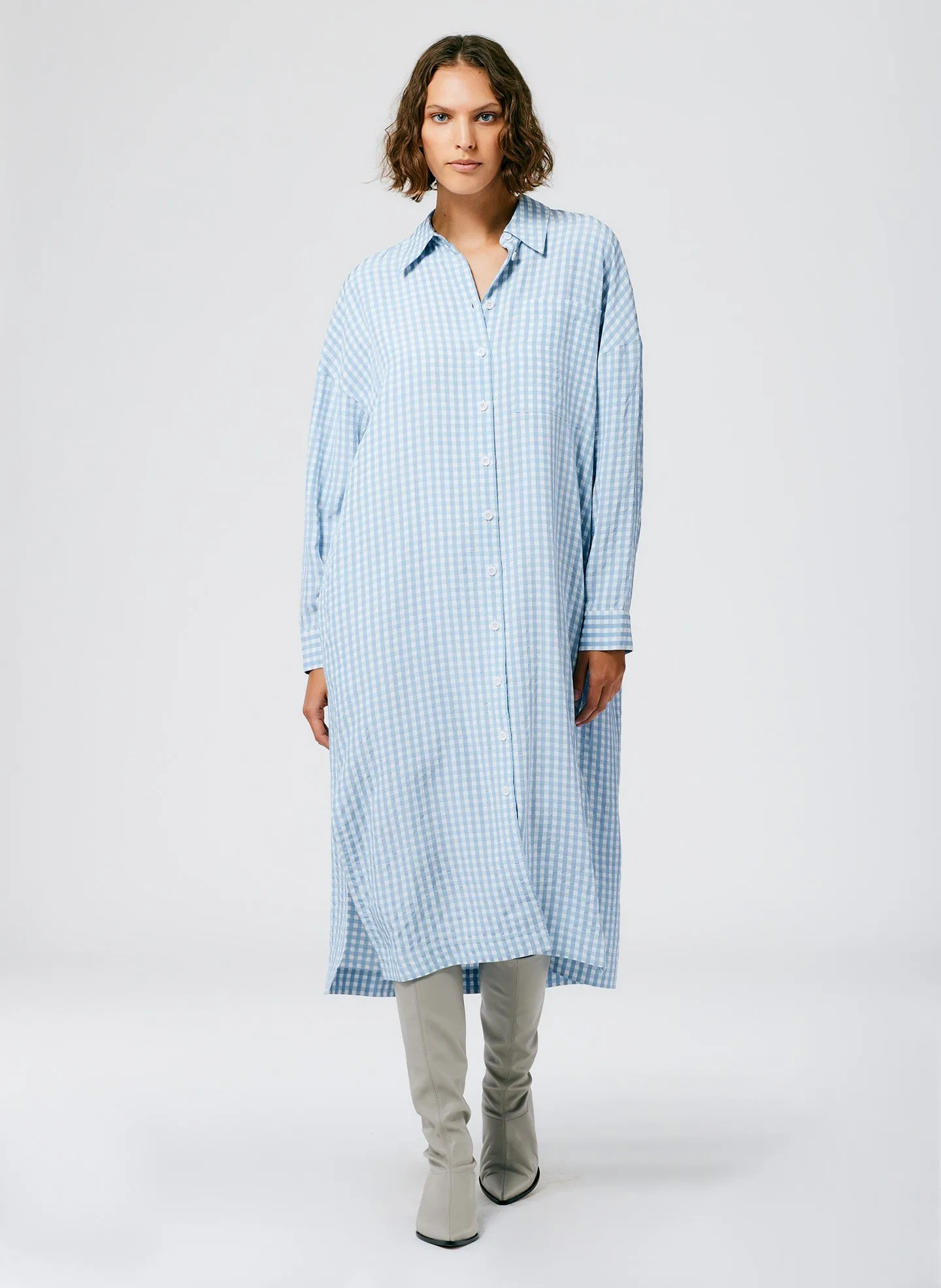Viscose Gingham Shirtdress sold by Tibi product image thumbnail 4