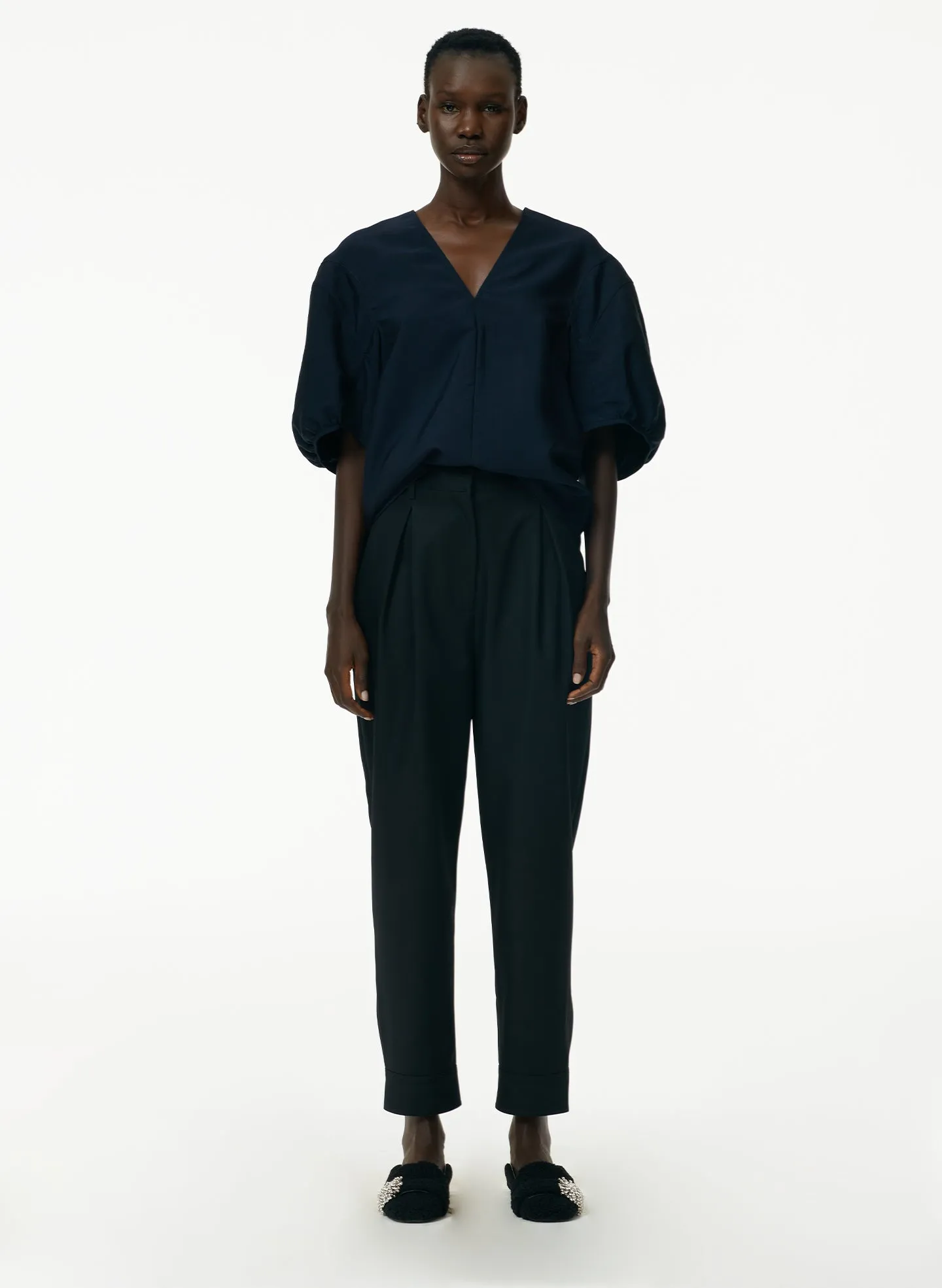 Viscose Plainweave V-Neck Top sold by Tibi