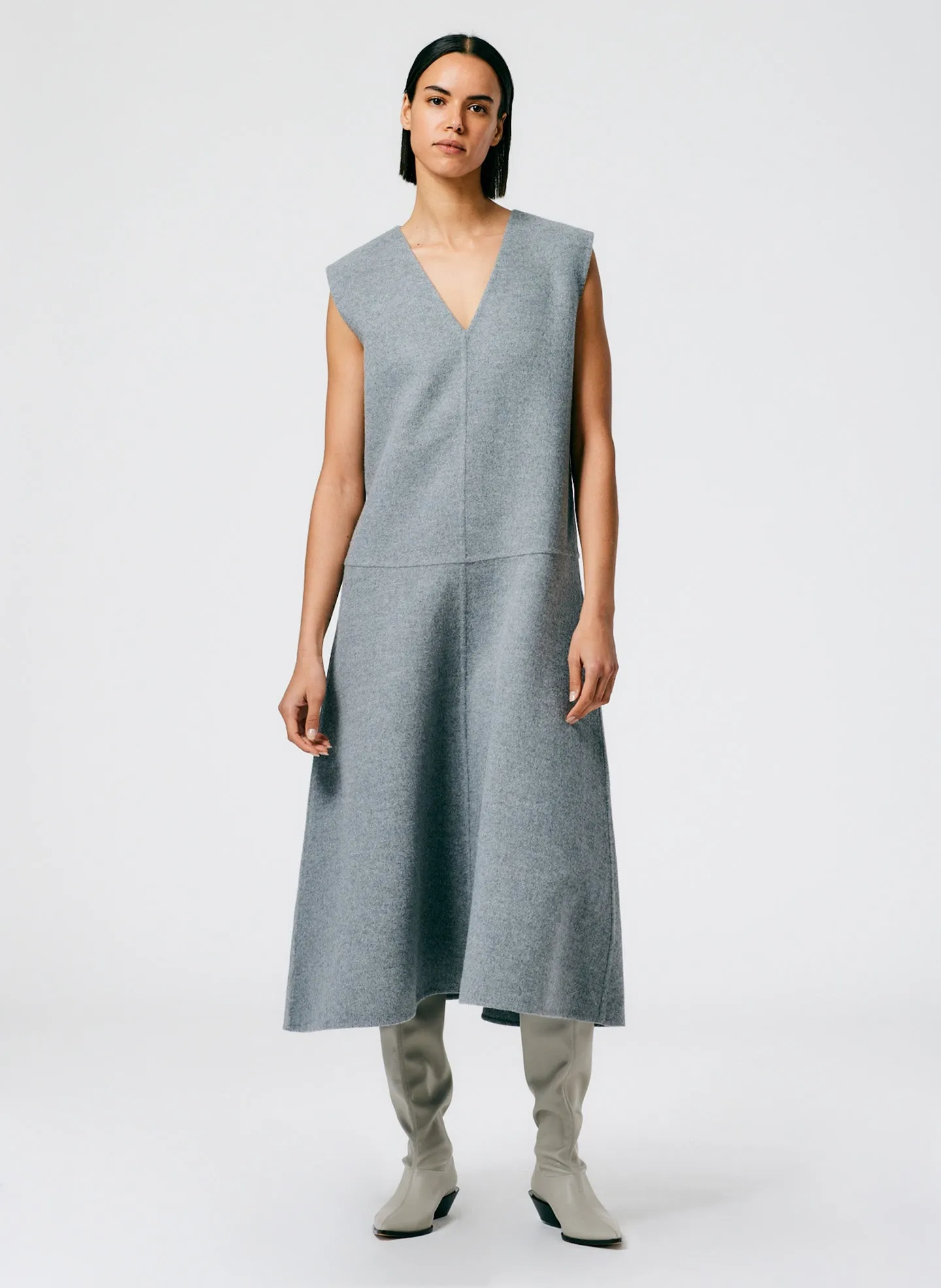 Luxe Double Faced Wool Angora V-Neck Dress sold by Tibi product image thumbnail 5
