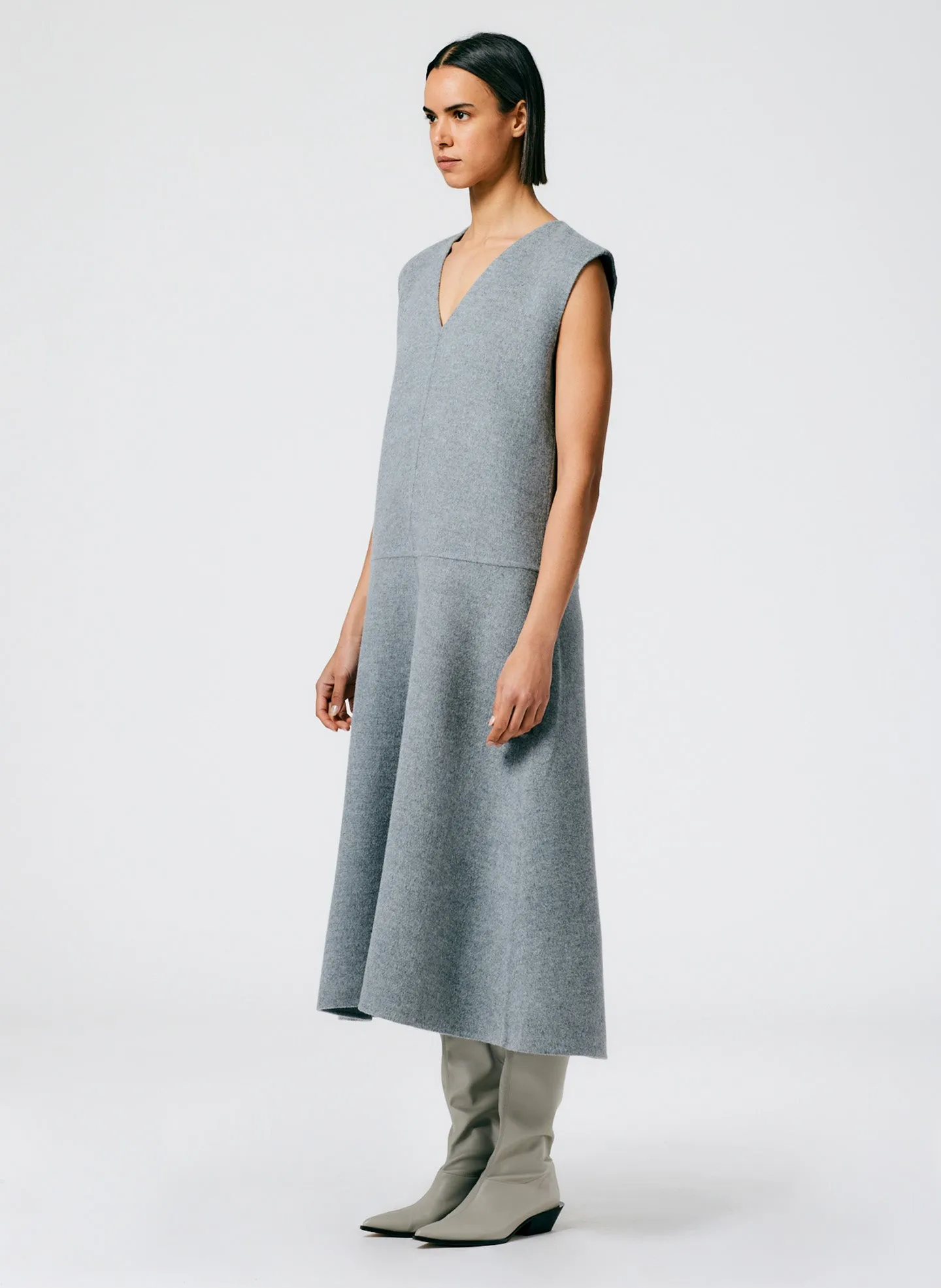 Luxe Double Faced Wool Angora V-Neck Dress sold by Tibi product image thumbnail 3