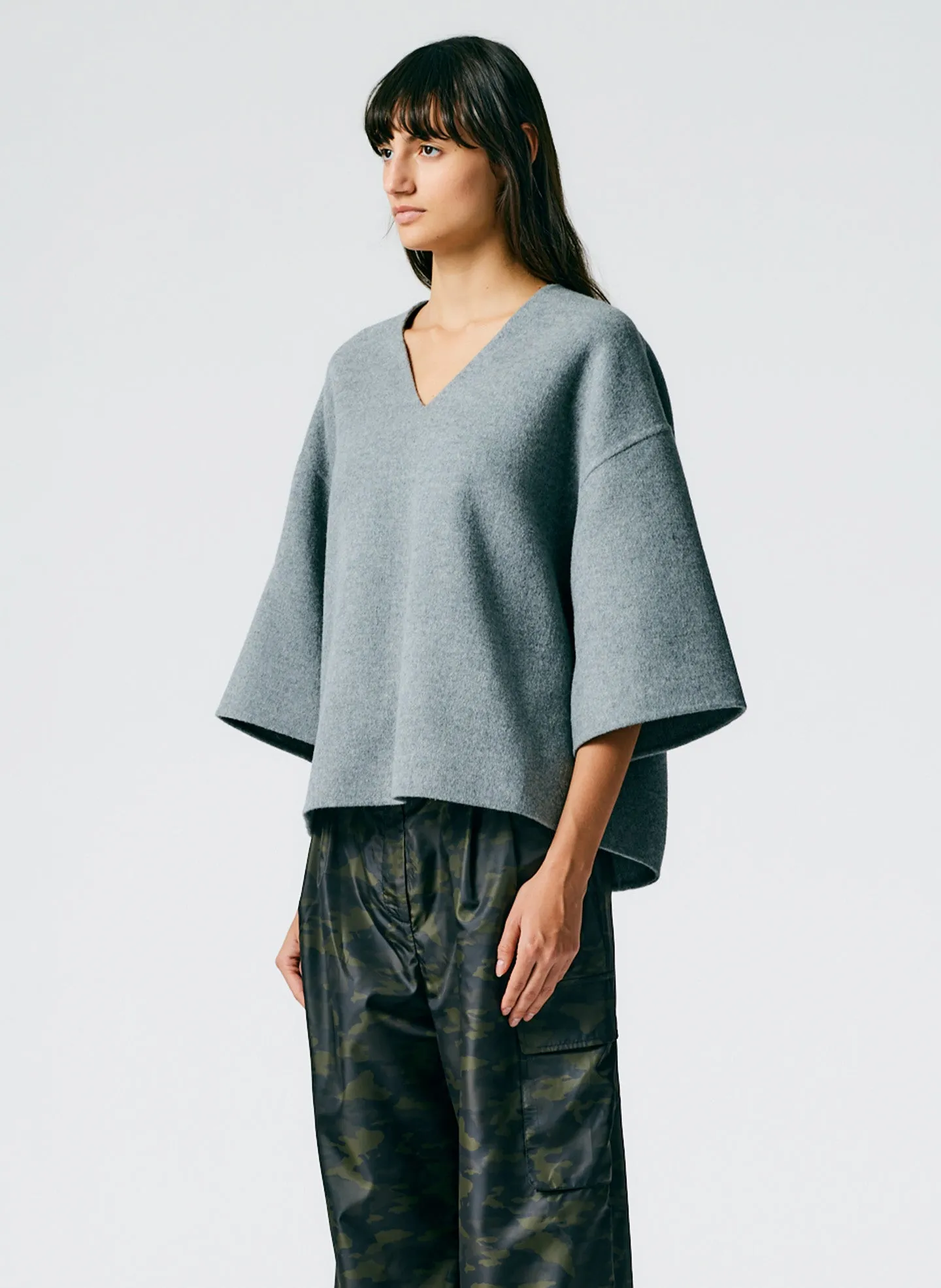 Luxe Double Faced Wool Angora V-Neck Top sold by Tibi product image thumbnail 2