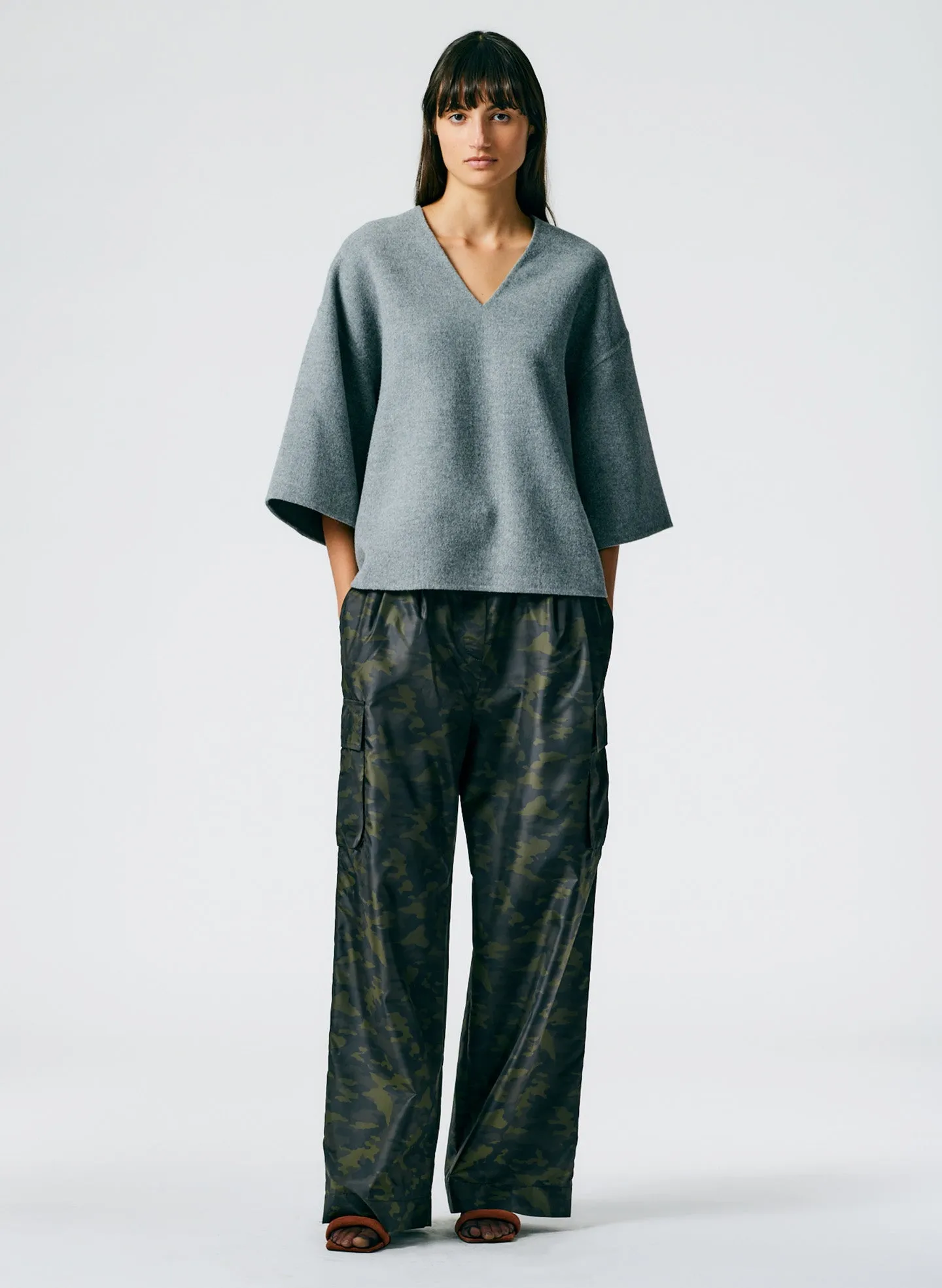 Luxe Double Faced Wool Angora V-Neck Top sold by Tibi product image thumbnail 4