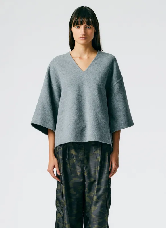 Luxe Double Faced Wool Angora V-Neck Top sold by Tibi