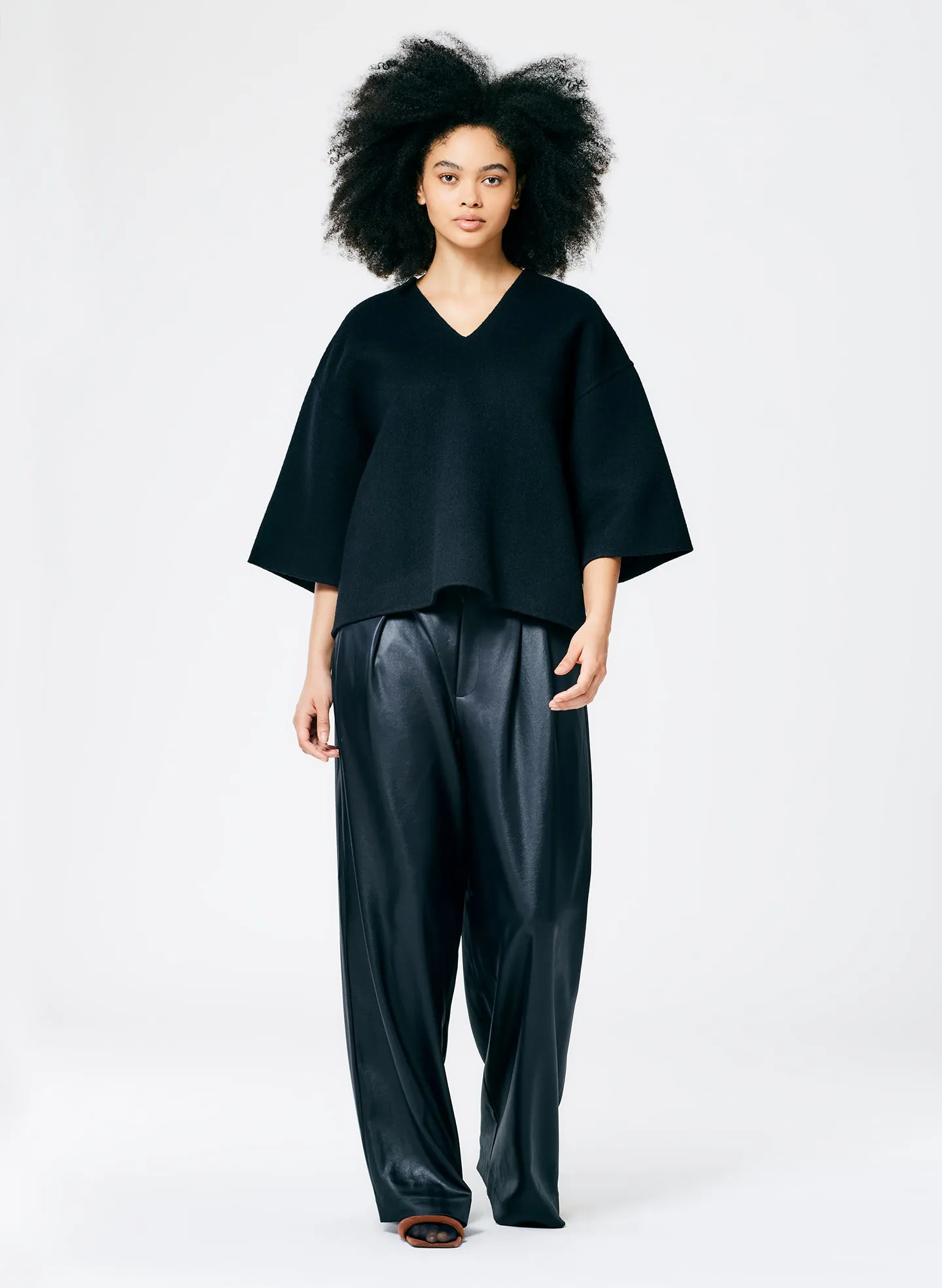 Luxe Double Faced Wool Angora V-Neck Top sold by Tibi product image thumbnail 2