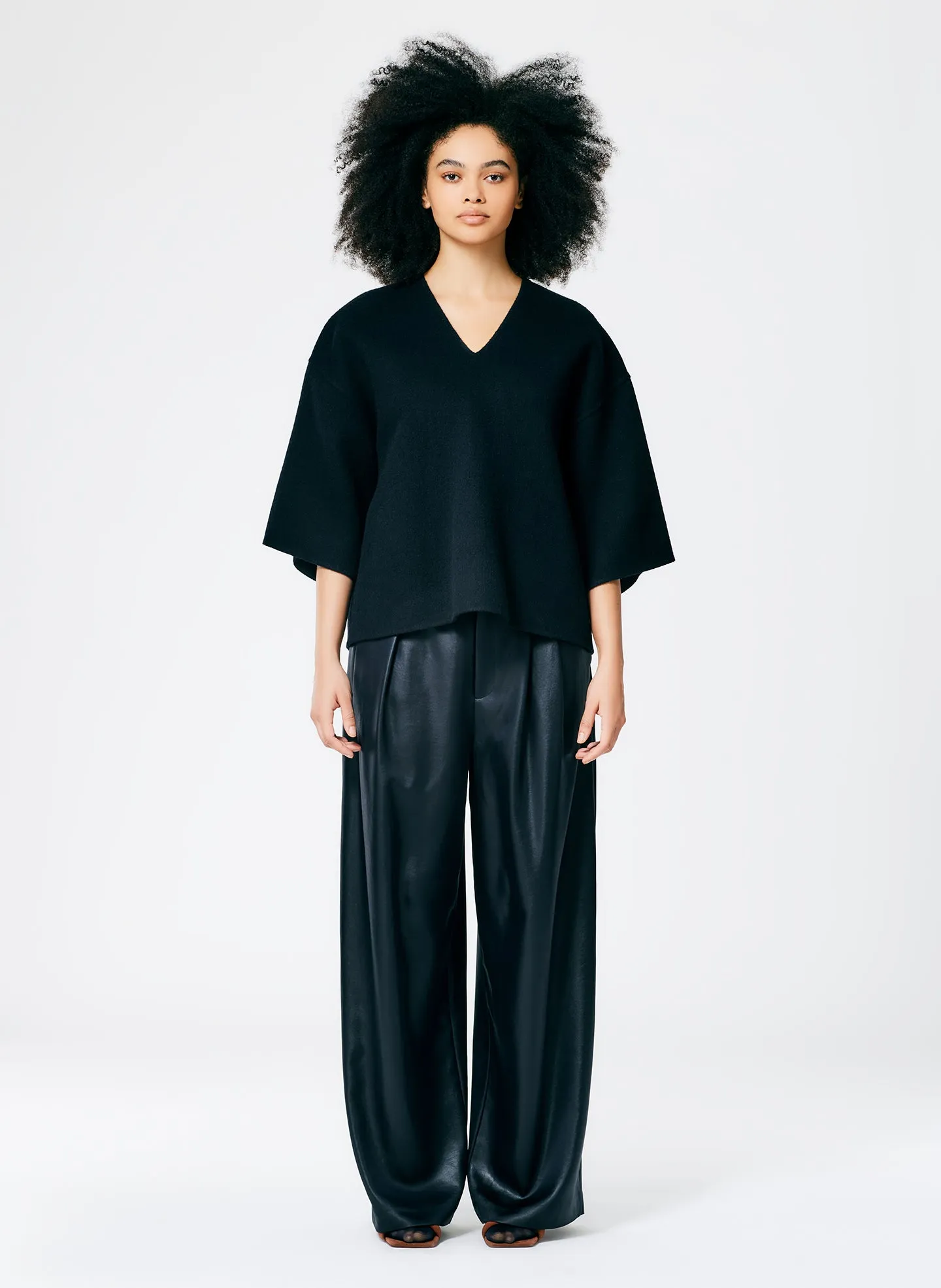 Luxe Double Faced Wool Angora V-Neck Top sold by Tibi product image thumbnail 3