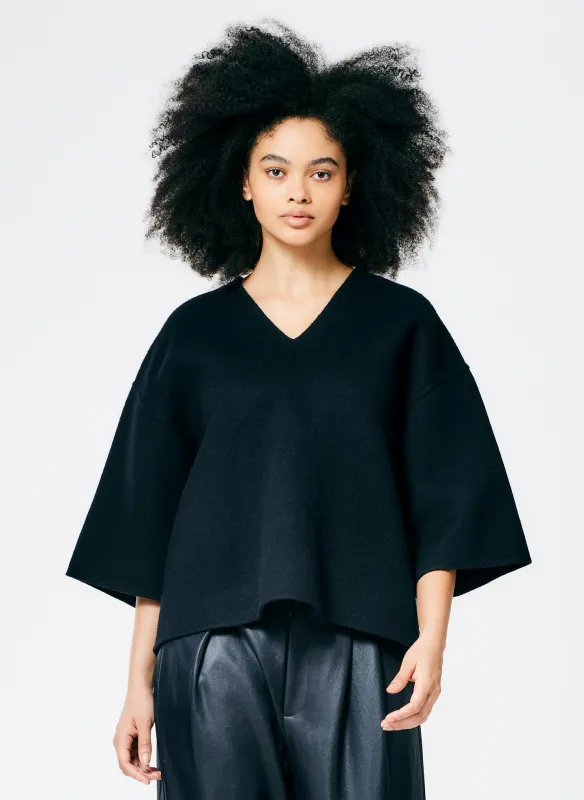 Luxe Double Faced Wool Angora V-Neck Top sold by Tibi