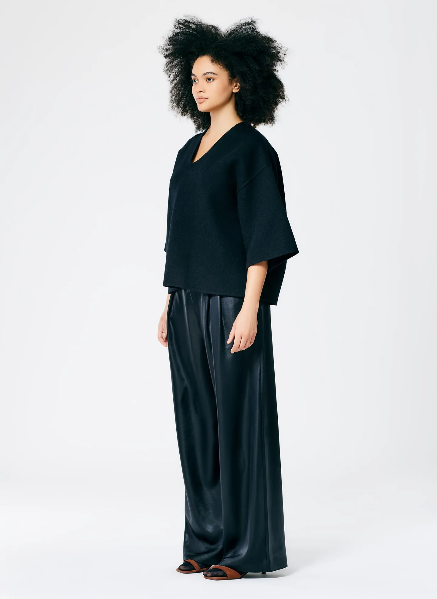 Luxe Double Faced Wool Angora V-Neck Top sold by Tibi product image thumbnail 4