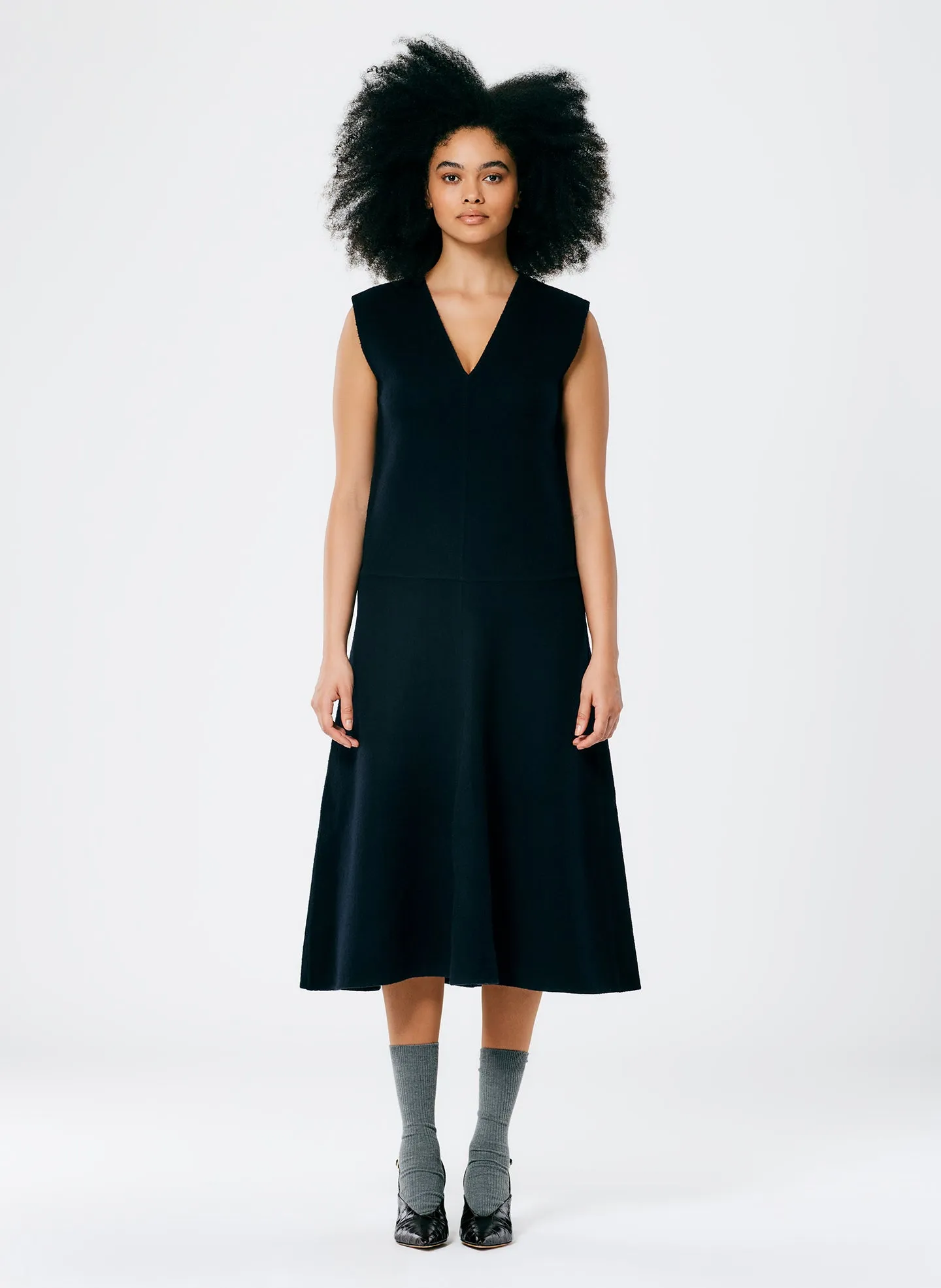 Luxe Double Faced Wool Angora V-Neck Dress sold by Tibi product image thumbnail 3