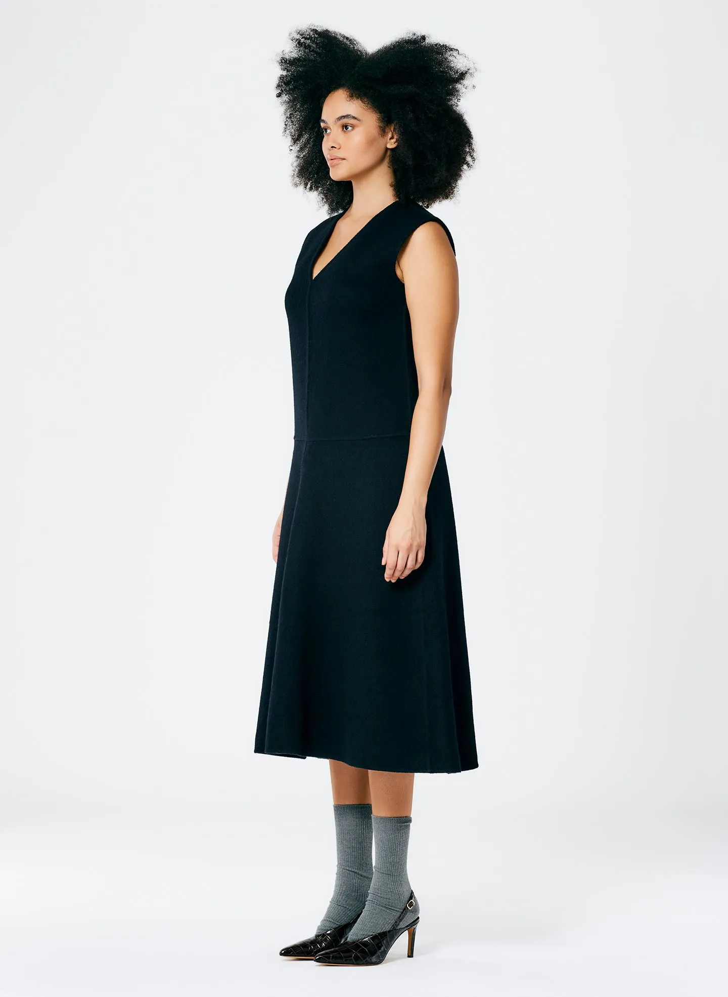 Luxe Double Faced Wool Angora V-Neck Dress sold by Tibi product image thumbnail 4