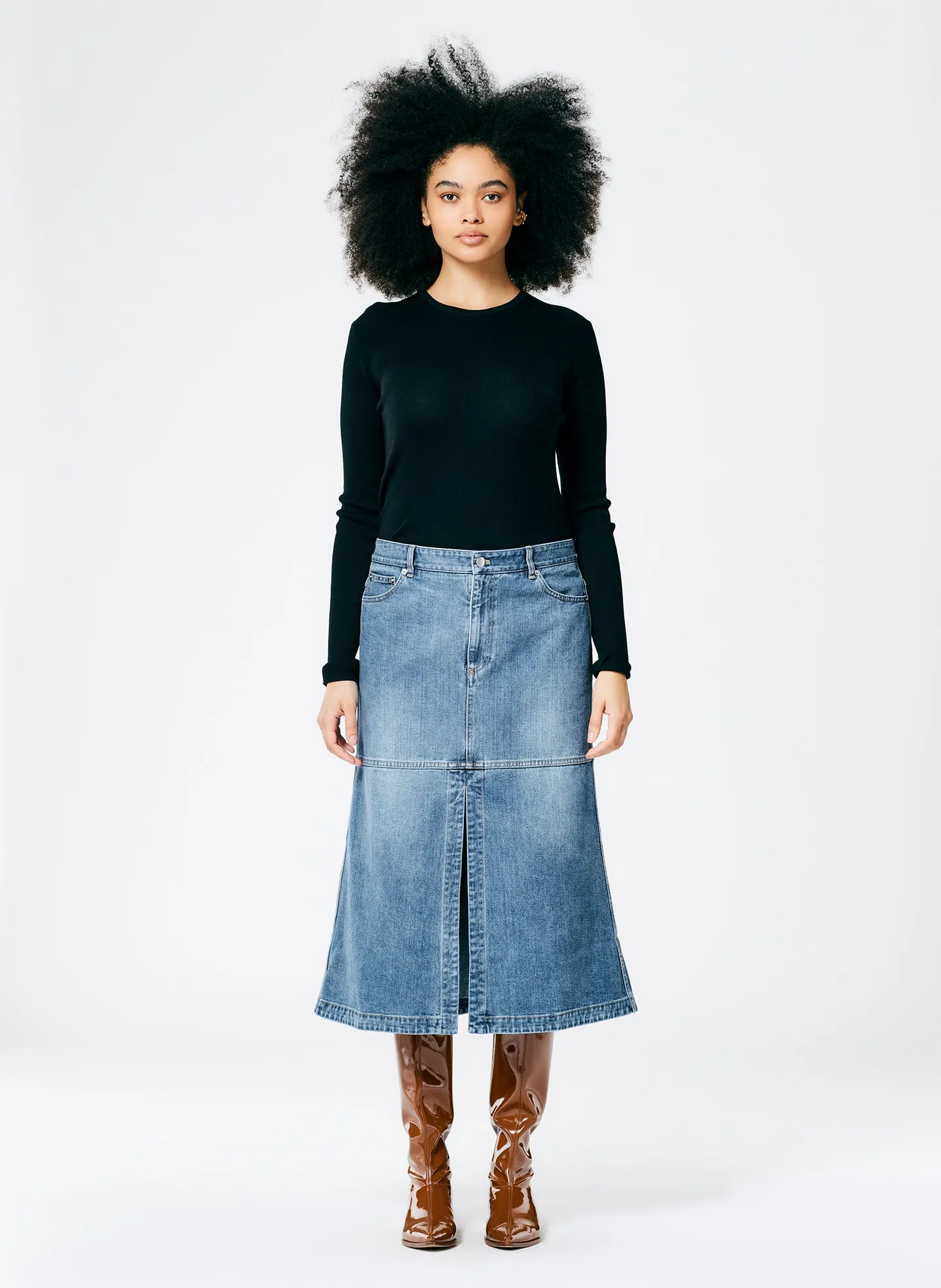 Classic Wash Denim Skirt sold by Tibi product image thumbnail 4