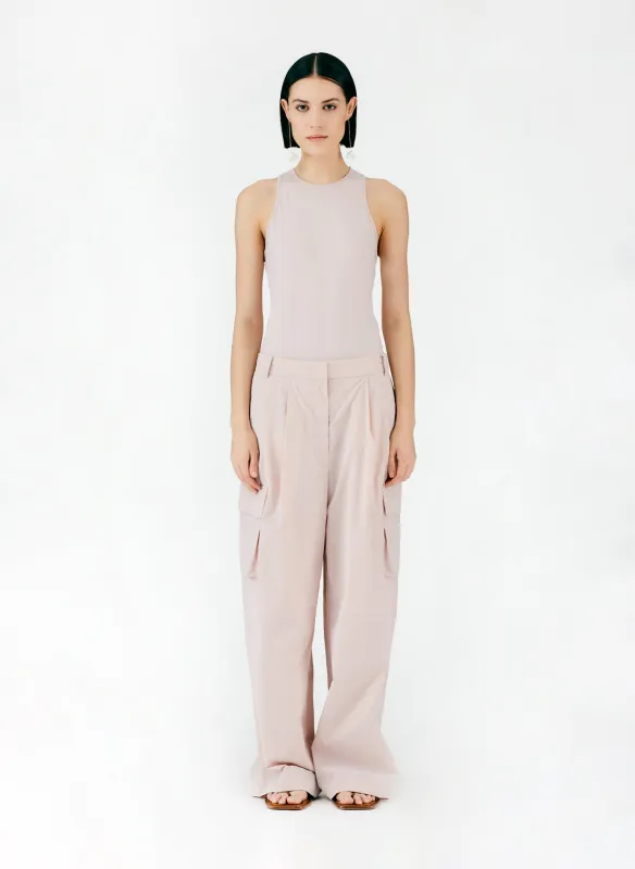 Powder Nylon Pleated Cargo Stella Pant made by Tibi