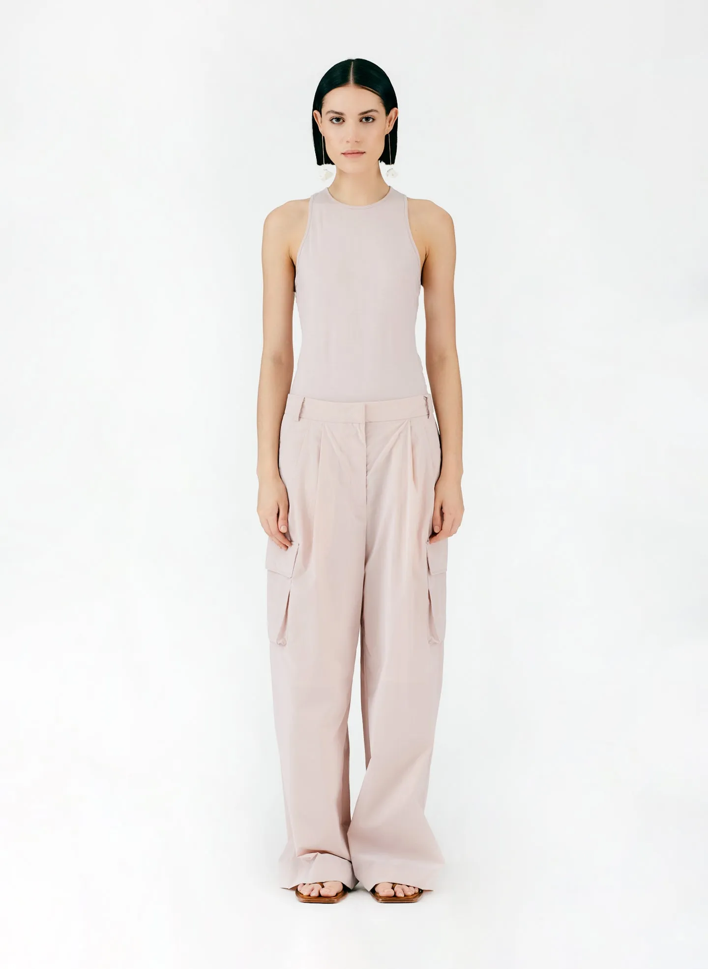 Powder Nylon Pleated Cargo Stella Pant sold by Tibi