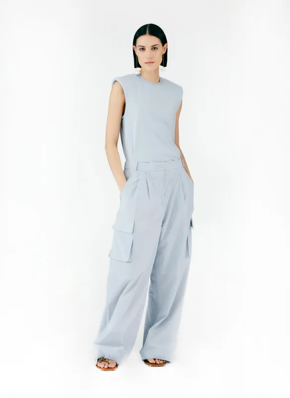 Powder Nylon Pleated Cargo Stella Pant made by Tibi