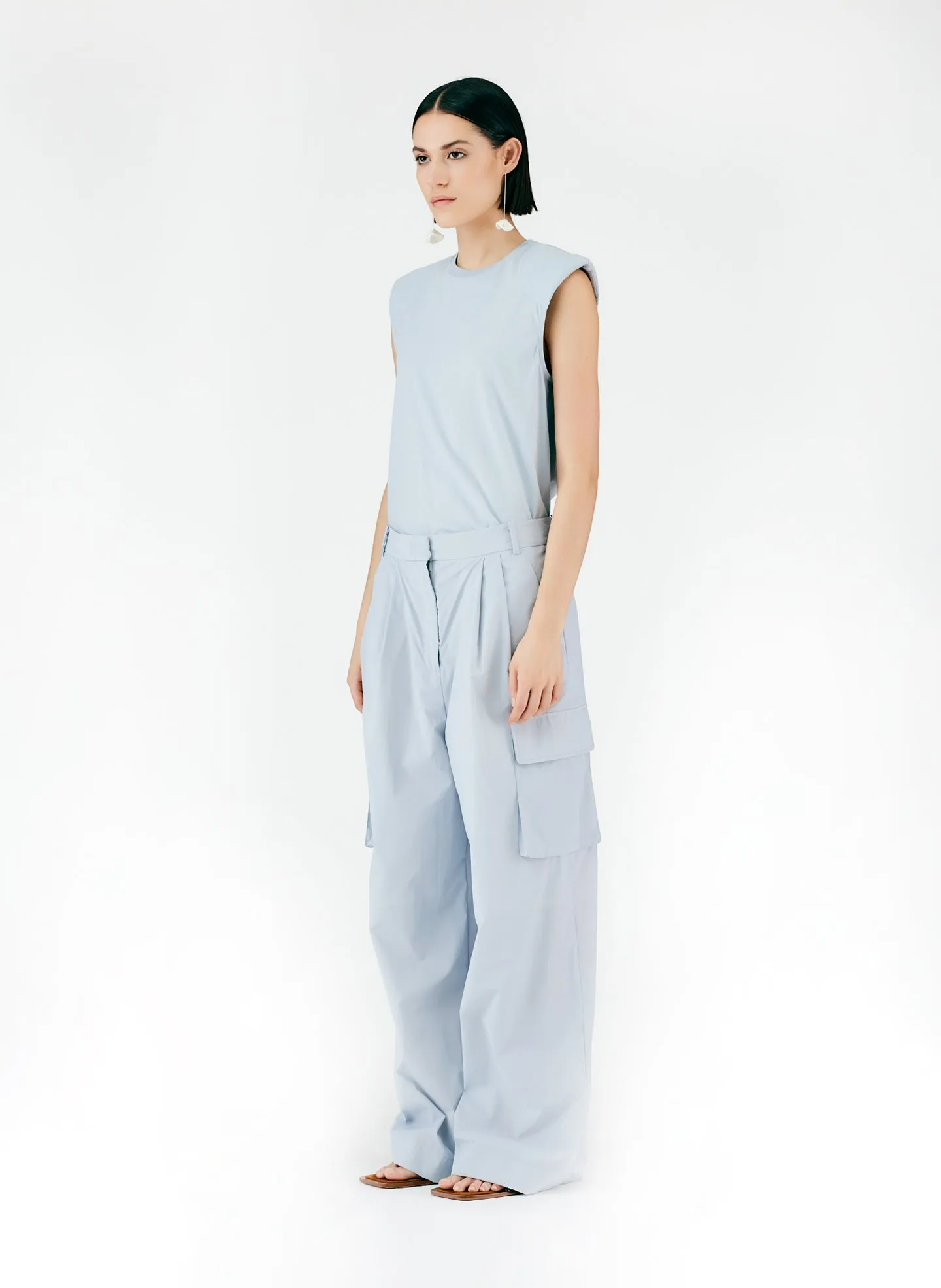 Powder Nylon Pleated Cargo Stella Pant sold by Tibi product image thumbnail 4