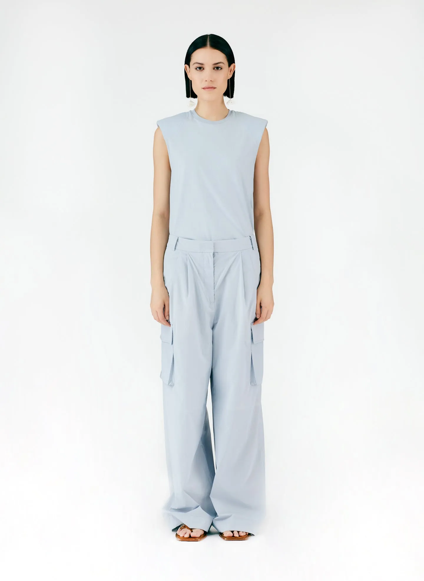 Powder Nylon Pleated Cargo Stella Pant sold by Tibi product image thumbnail 2