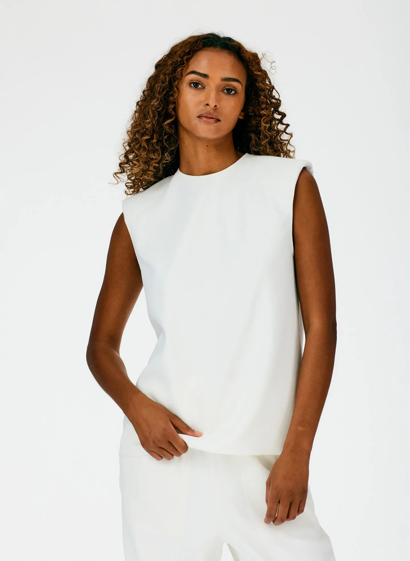 Chalky Drape Padded Shoulder Sleeveless Top sold by Tibi product image thumbnail 5