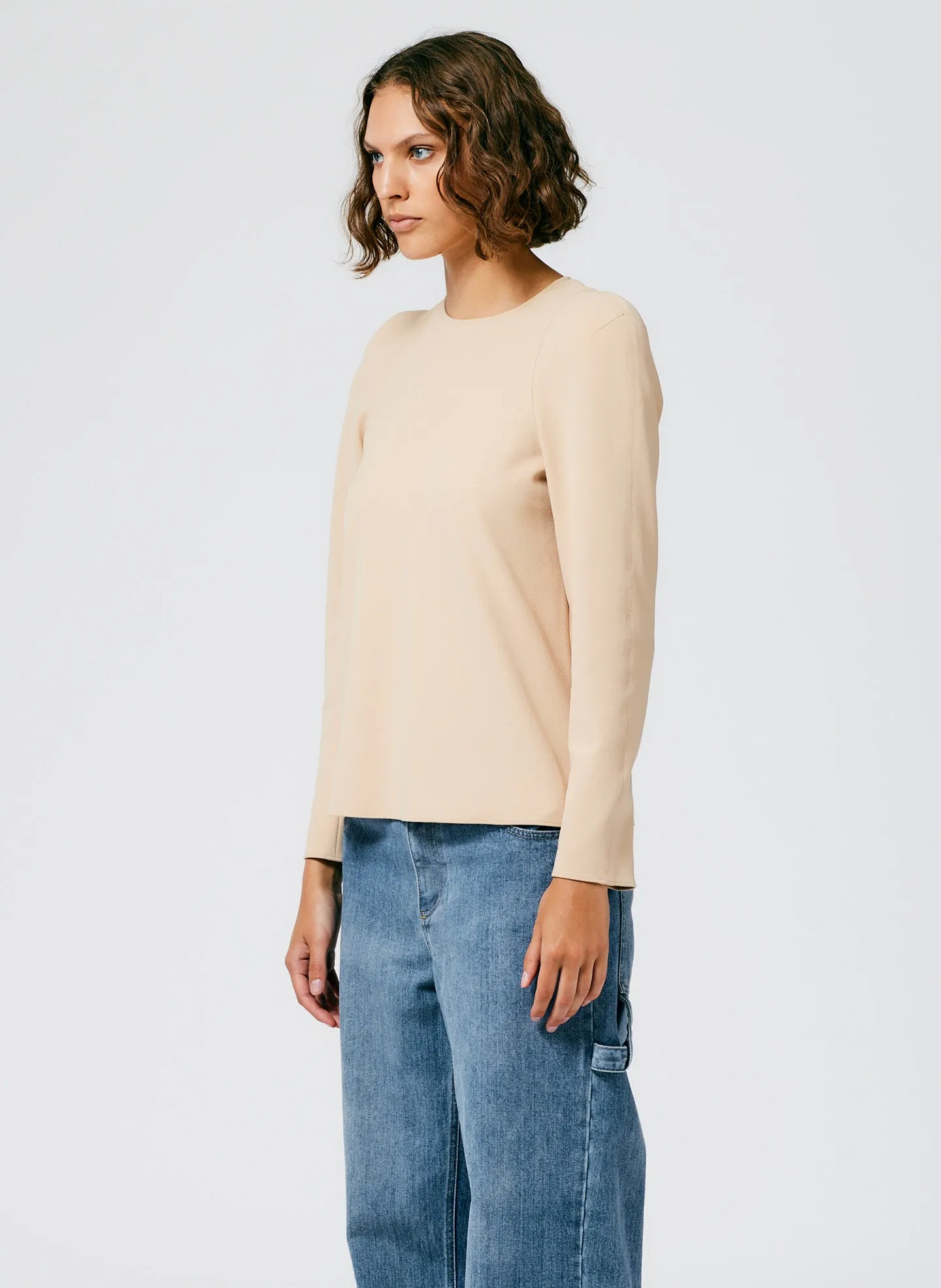 Structured Crepe Sculpted Shoulder Top sold by Tibi product image thumbnail 2