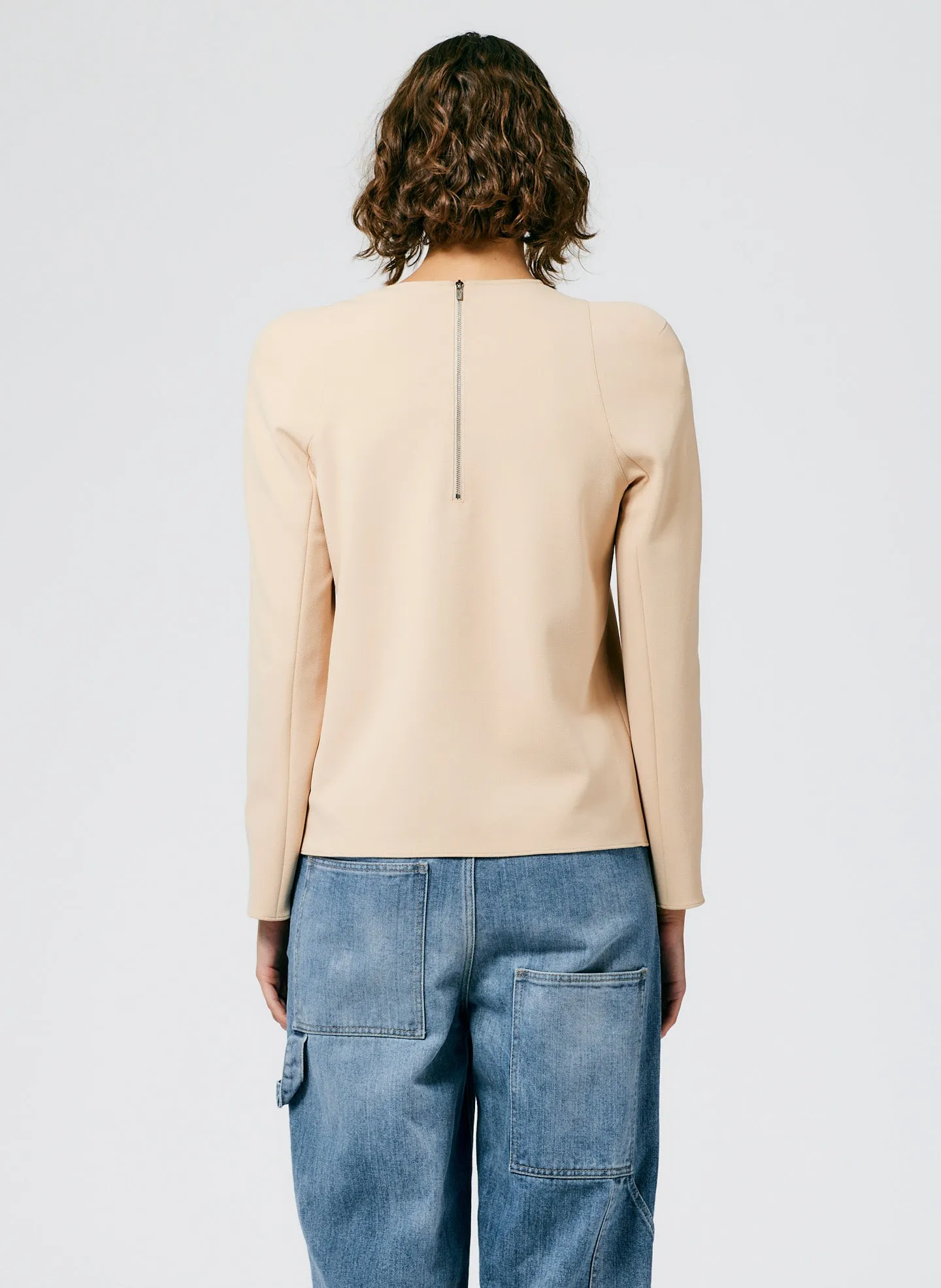 Structured Crepe Sculpted Shoulder Top sold by Tibi product image thumbnail 3