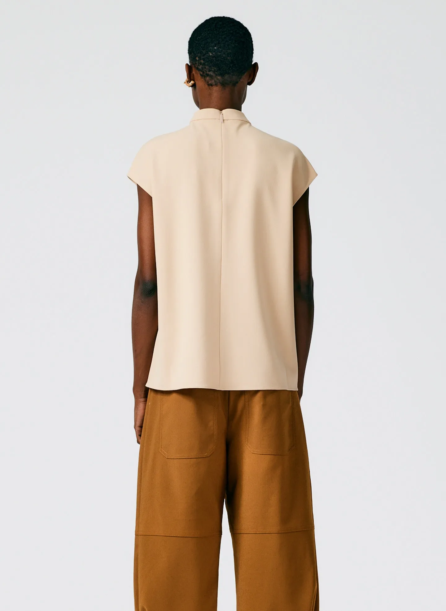 Structured Crepe Mock Neck Sleeveless Top sold by Tibi product image thumbnail 4