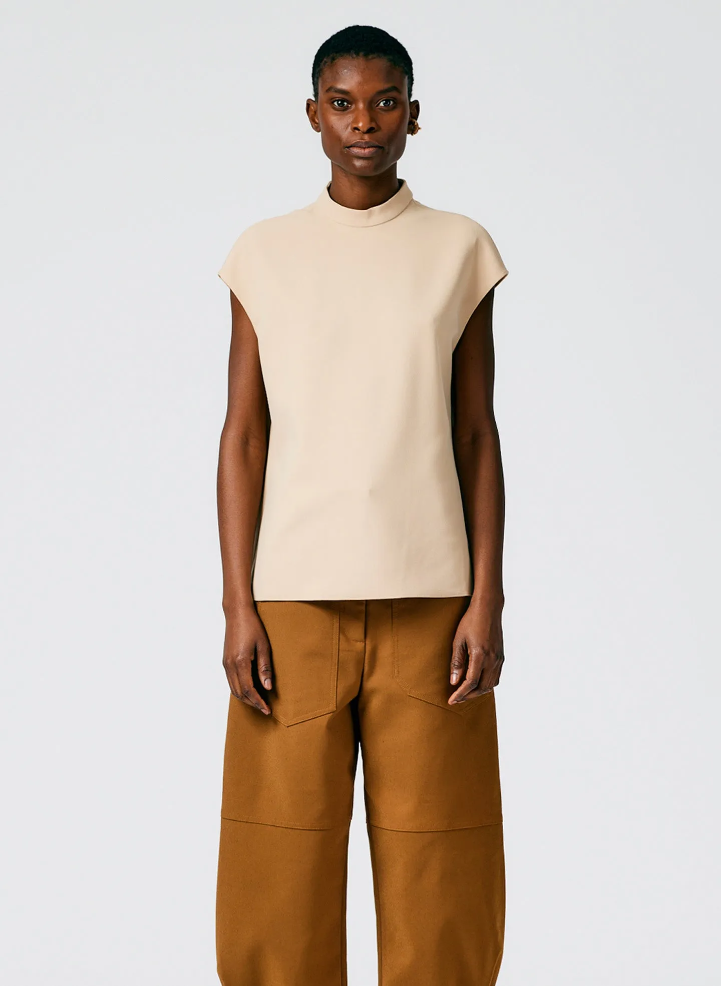 Structured Crepe Mock Neck Sleeveless Top sold by Tibi product image thumbnail 2