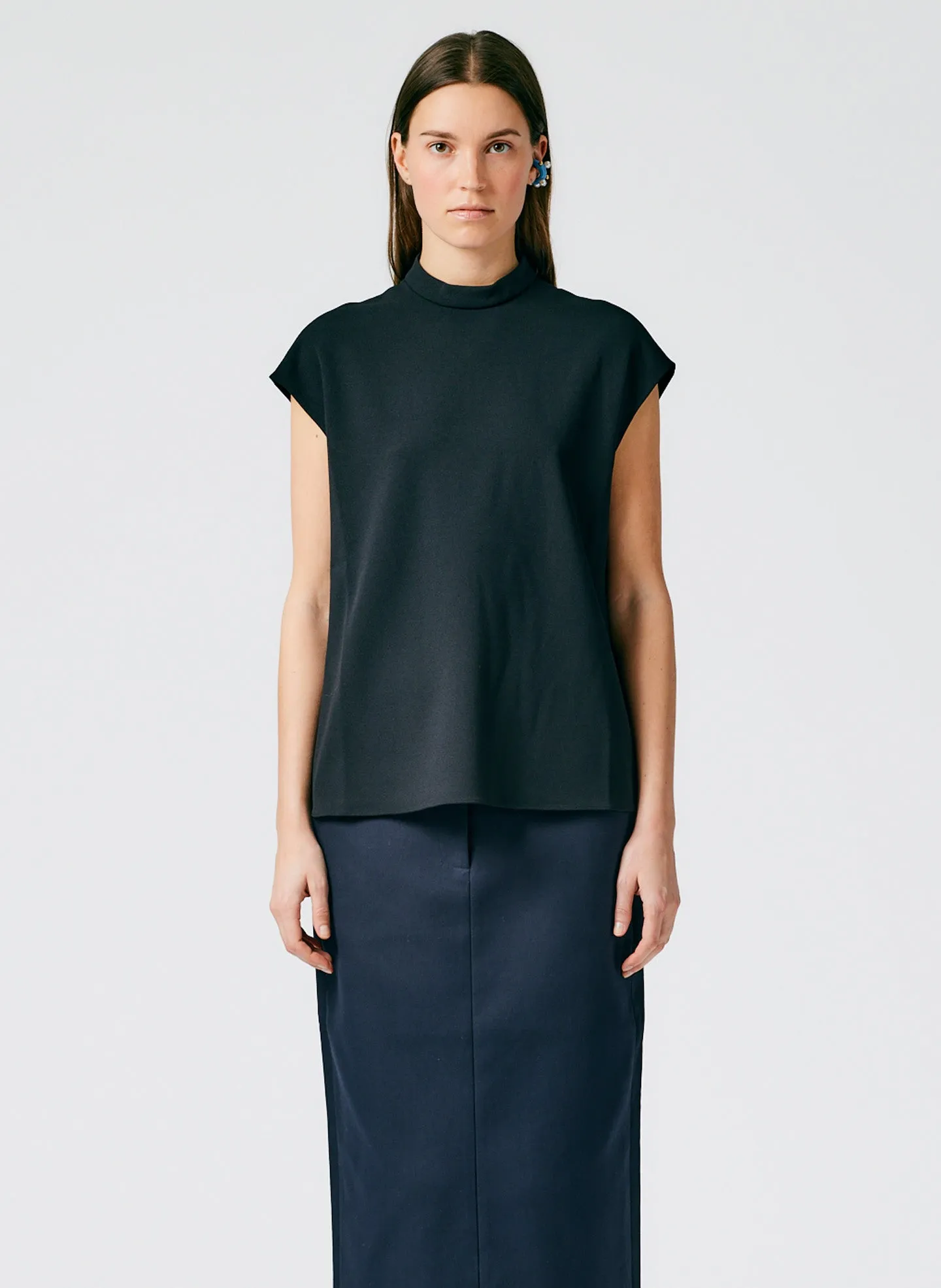 Structured Crepe Mock Neck Sleeveless Top sold by Tibi