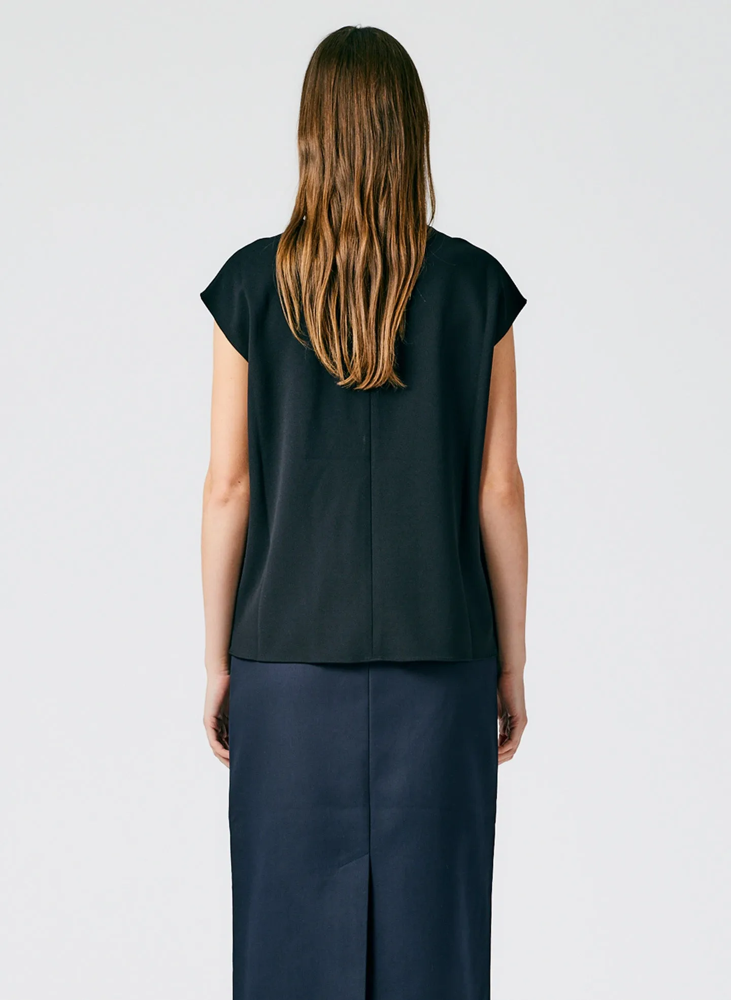 Structured Crepe Mock Neck Sleeveless Top sold by Tibi product image thumbnail 3