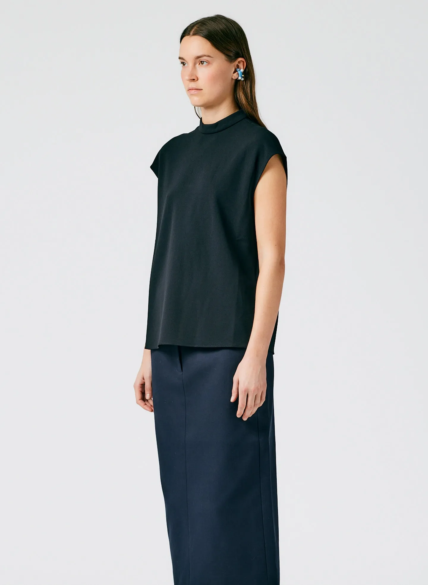 Structured Crepe Mock Neck Sleeveless Top sold by Tibi product image thumbnail 2