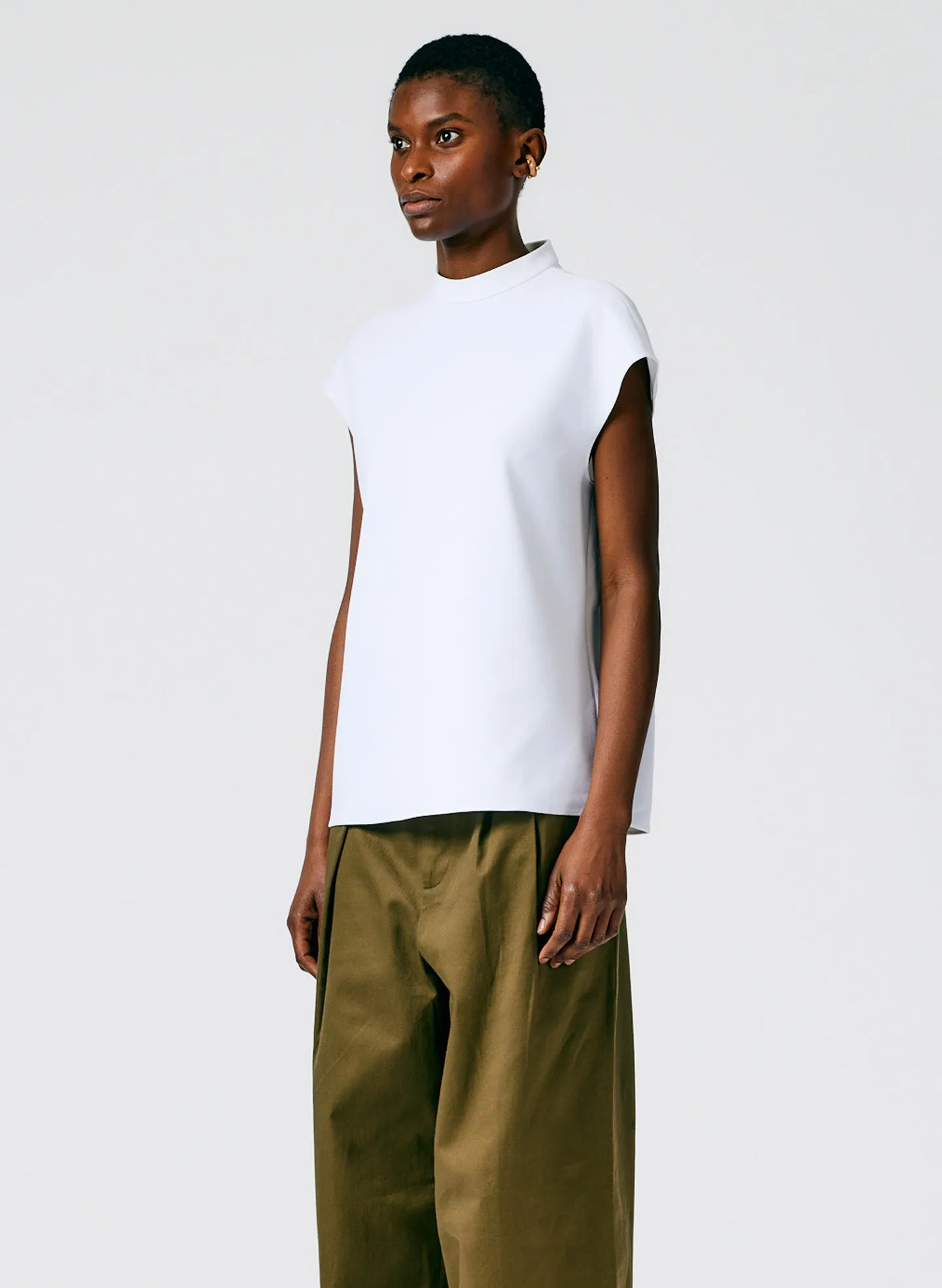 Structured Crepe Mock Neck Sleeveless Top sold by Tibi product image thumbnail 3