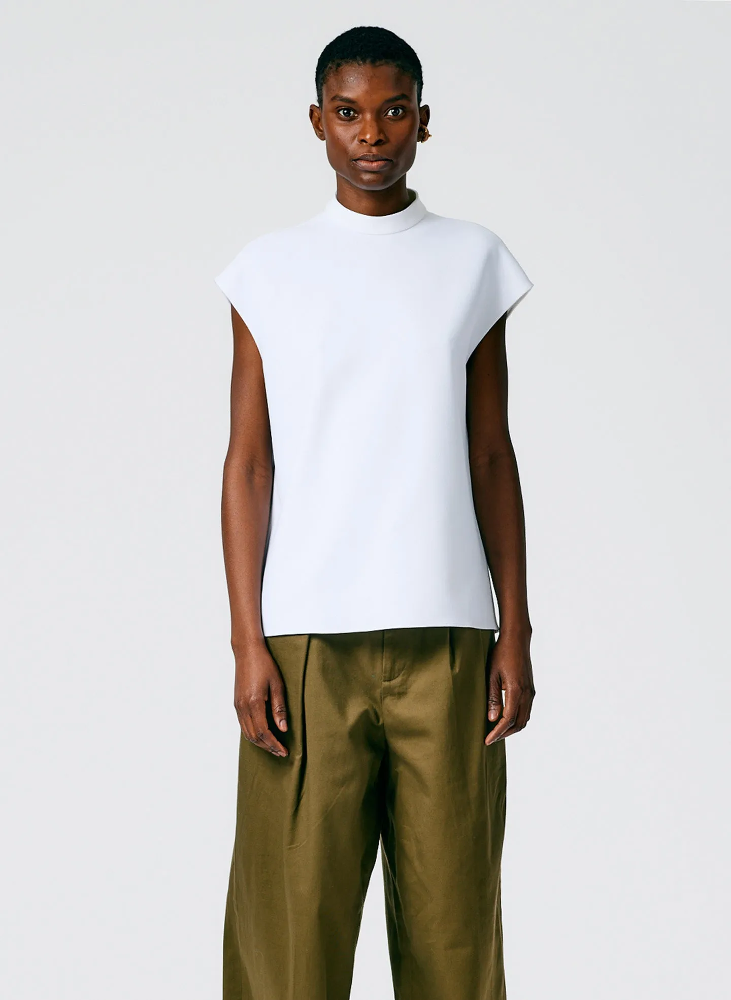 Structured Crepe Mock Neck Sleeveless Top sold by Tibi product image thumbnail 2