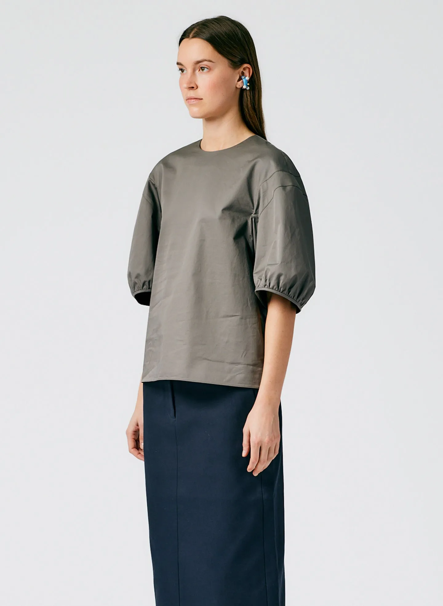 Eco Poplin Balloon Sleeve Crewneck Top sold by Tibi product image thumbnail 3