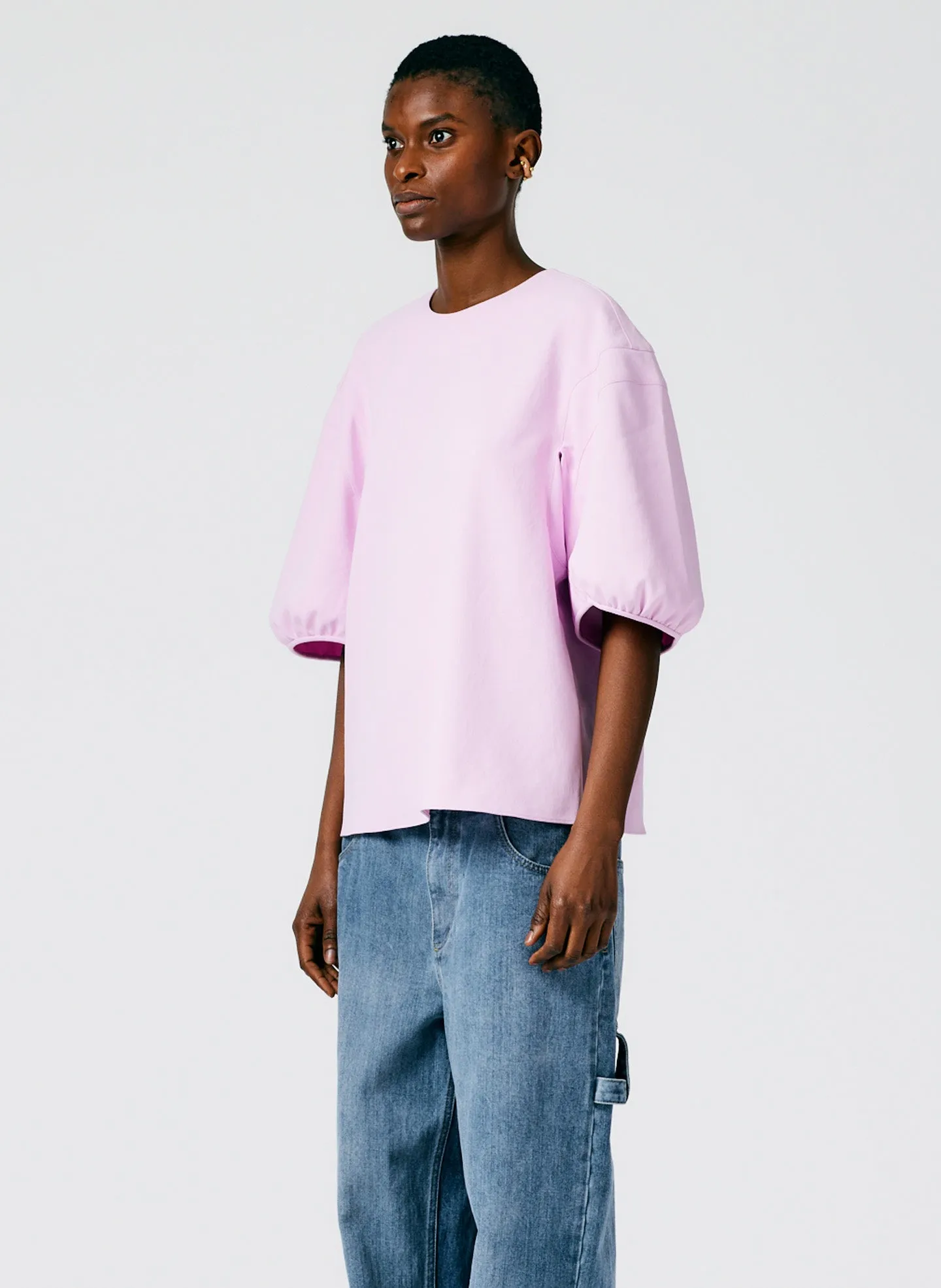 Chalky Drape Balloon Sleeve Crewneck Top sold by Tibi product image thumbnail 3