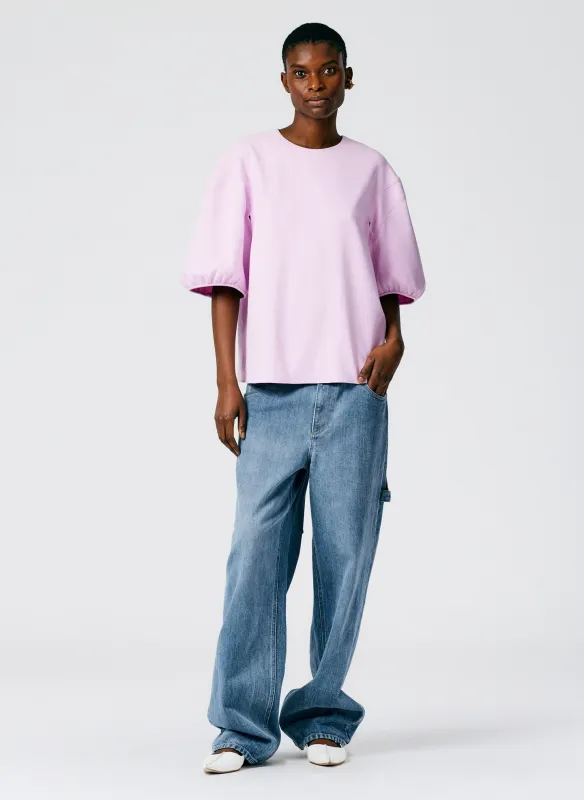 Chalky Drape Balloon Sleeve Crewneck Top made by Tibi
