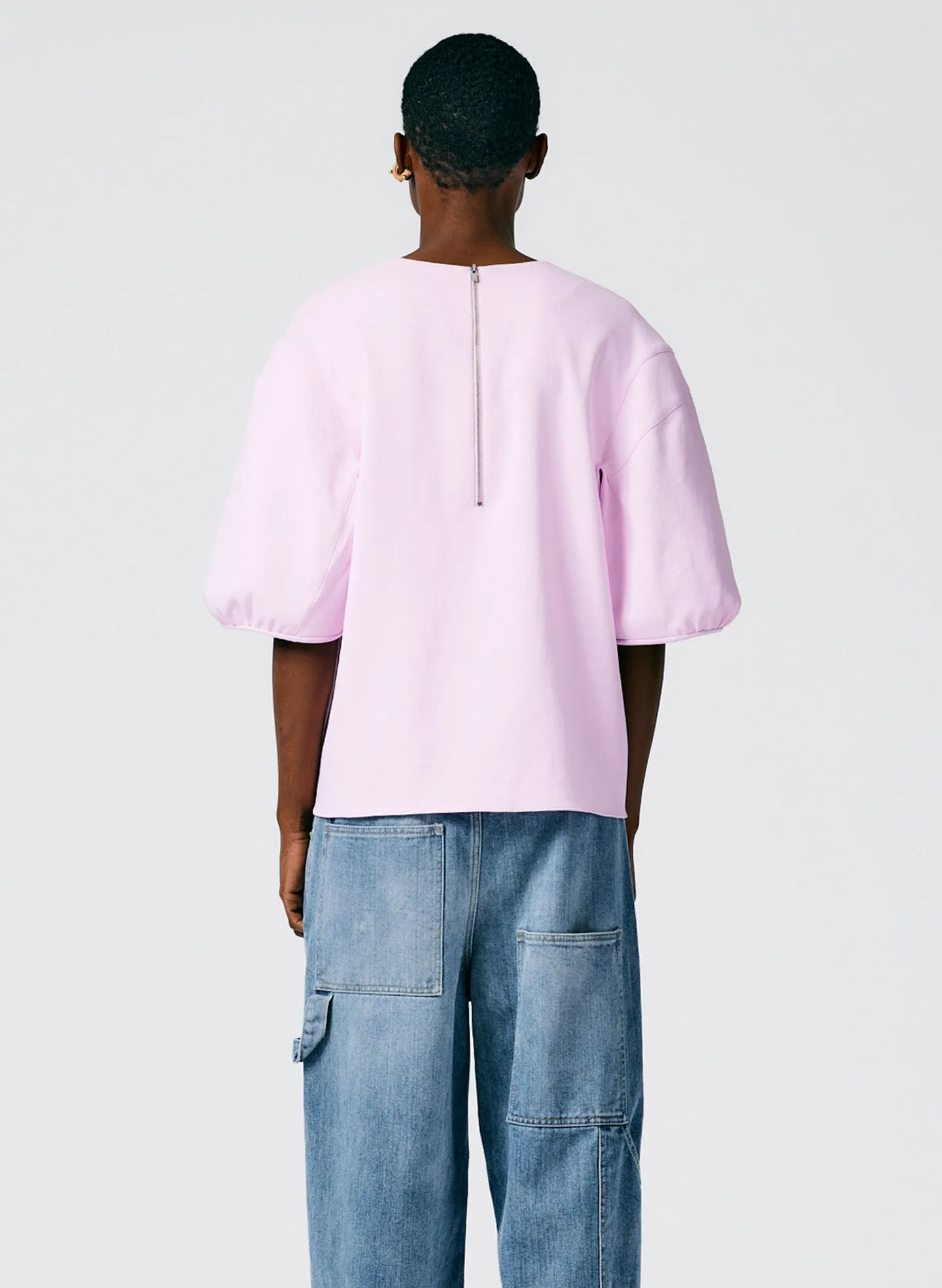 Chalky Drape Balloon Sleeve Crewneck Top sold by Tibi product image thumbnail 4