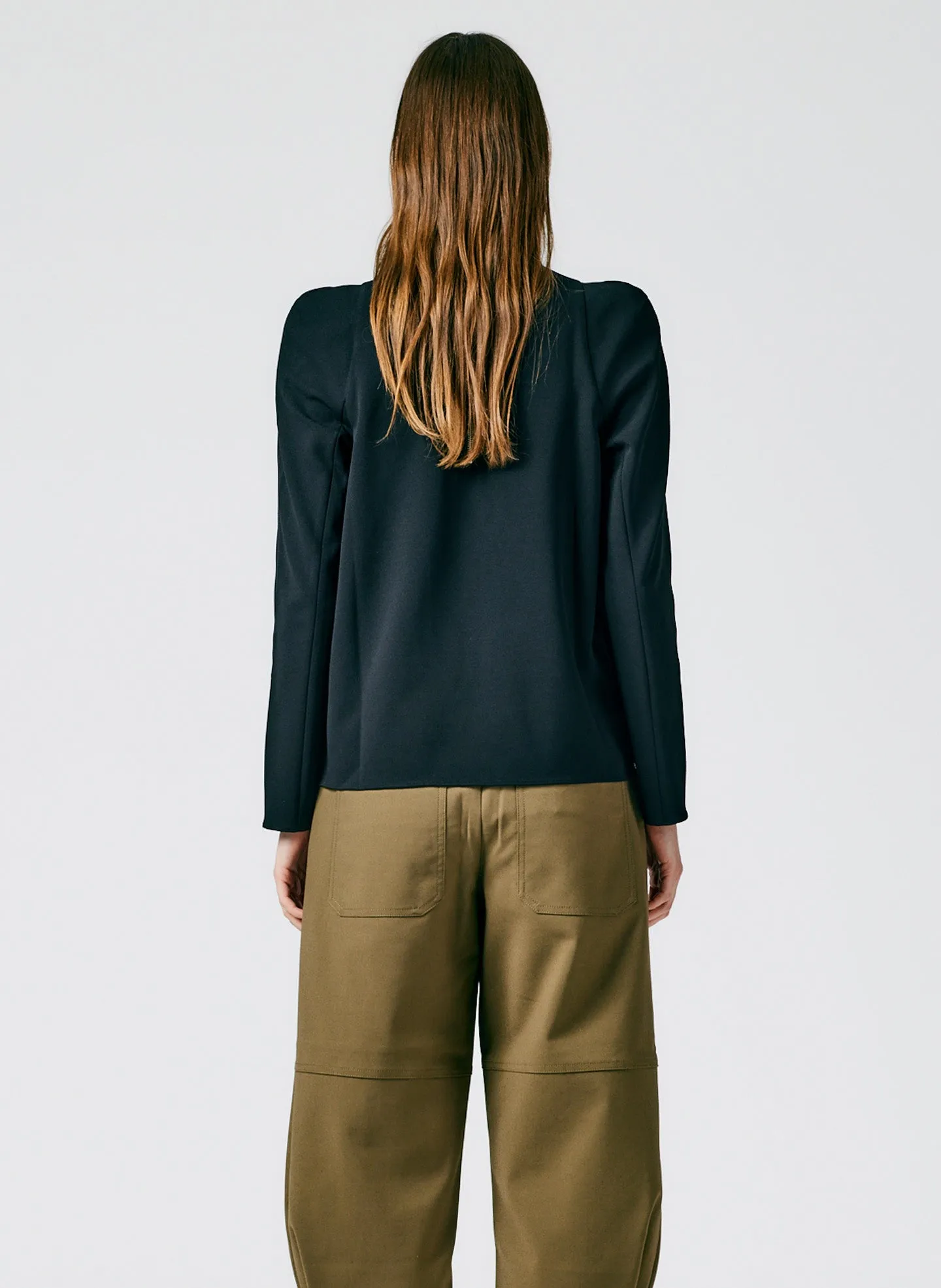 Structured Crepe Sculpted Shoulder Top sold by Tibi product image thumbnail 4