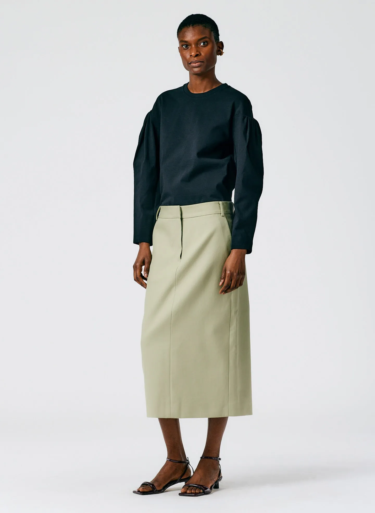 Margaux Twill Midi Trouser Skirt sold by Tibi