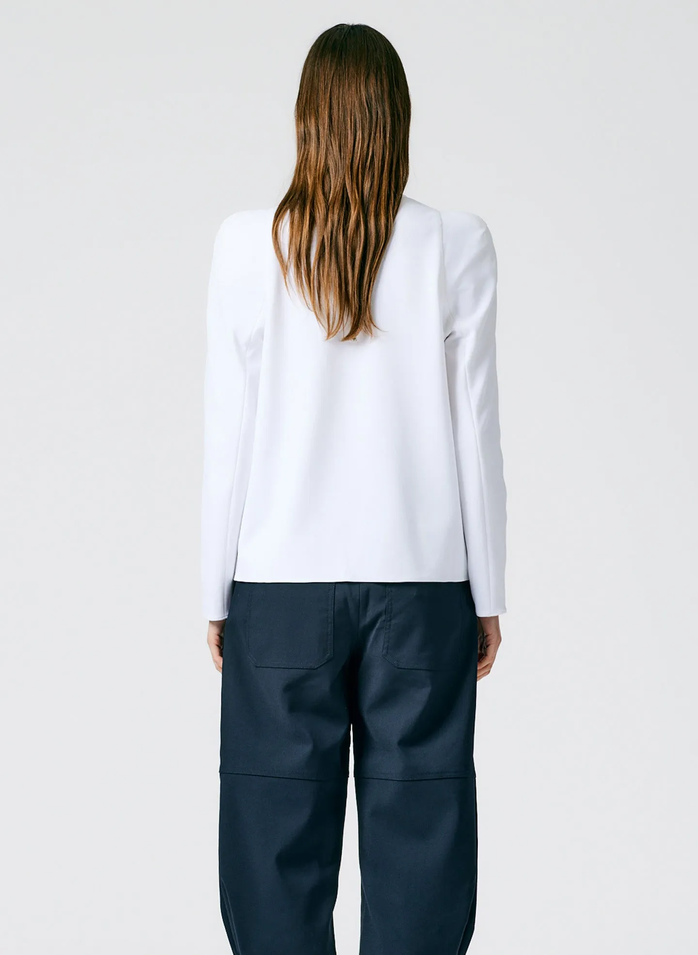 Structured Crepe Sculpted Shoulder Top sold by Tibi product image thumbnail 4