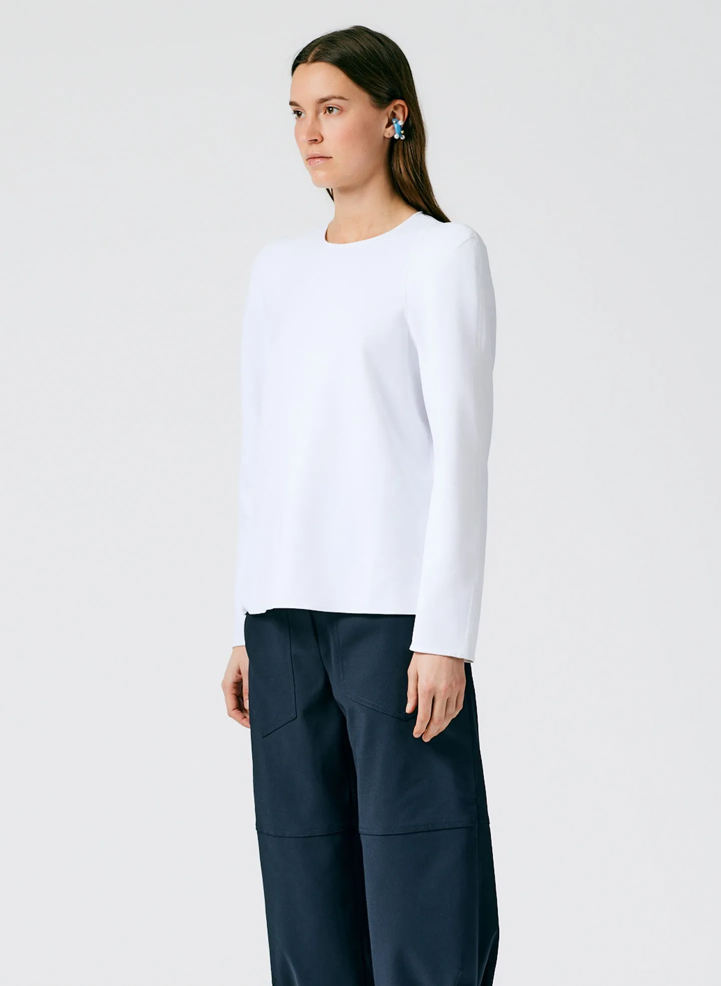 Structured Crepe Sculpted Shoulder Top sold by Tibi product image thumbnail 3