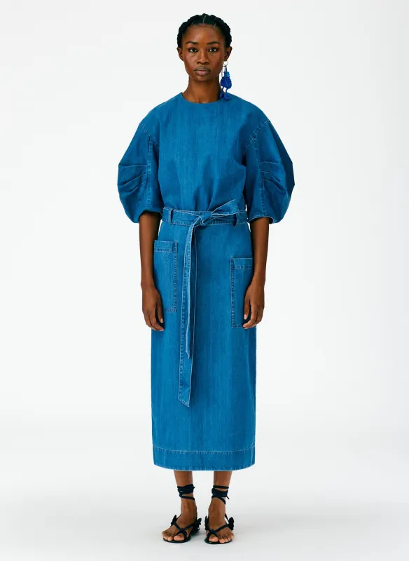 Summer Denim Lean Back Wrap Skirt sold by Tibi