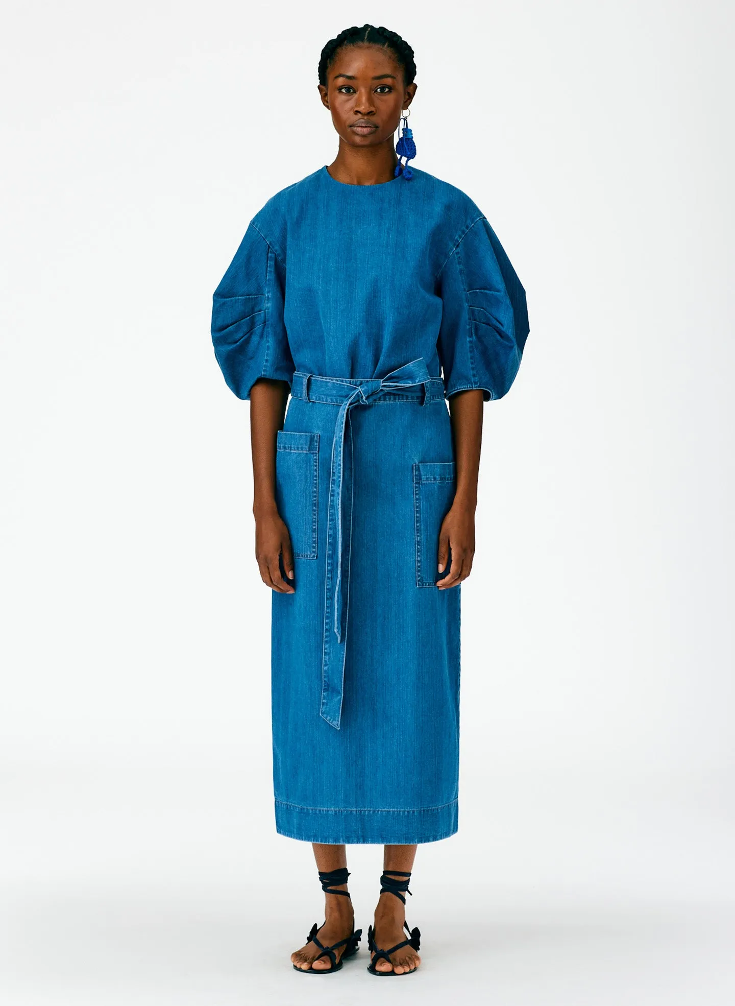 Summer Denim Lean Back Wrap Skirt sold by Tibi