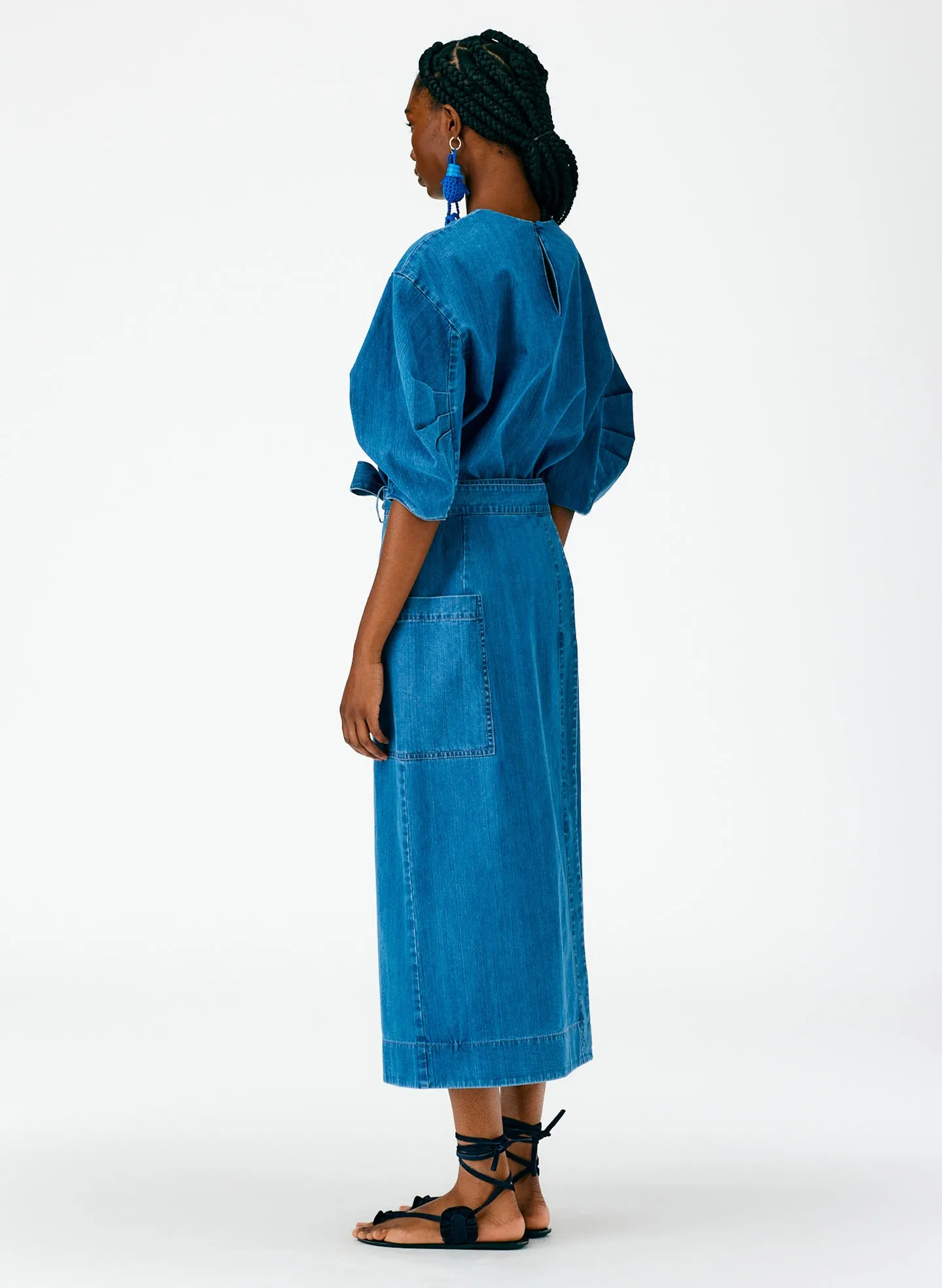 Summer Denim Lean Back Wrap Skirt sold by Tibi product image thumbnail 3